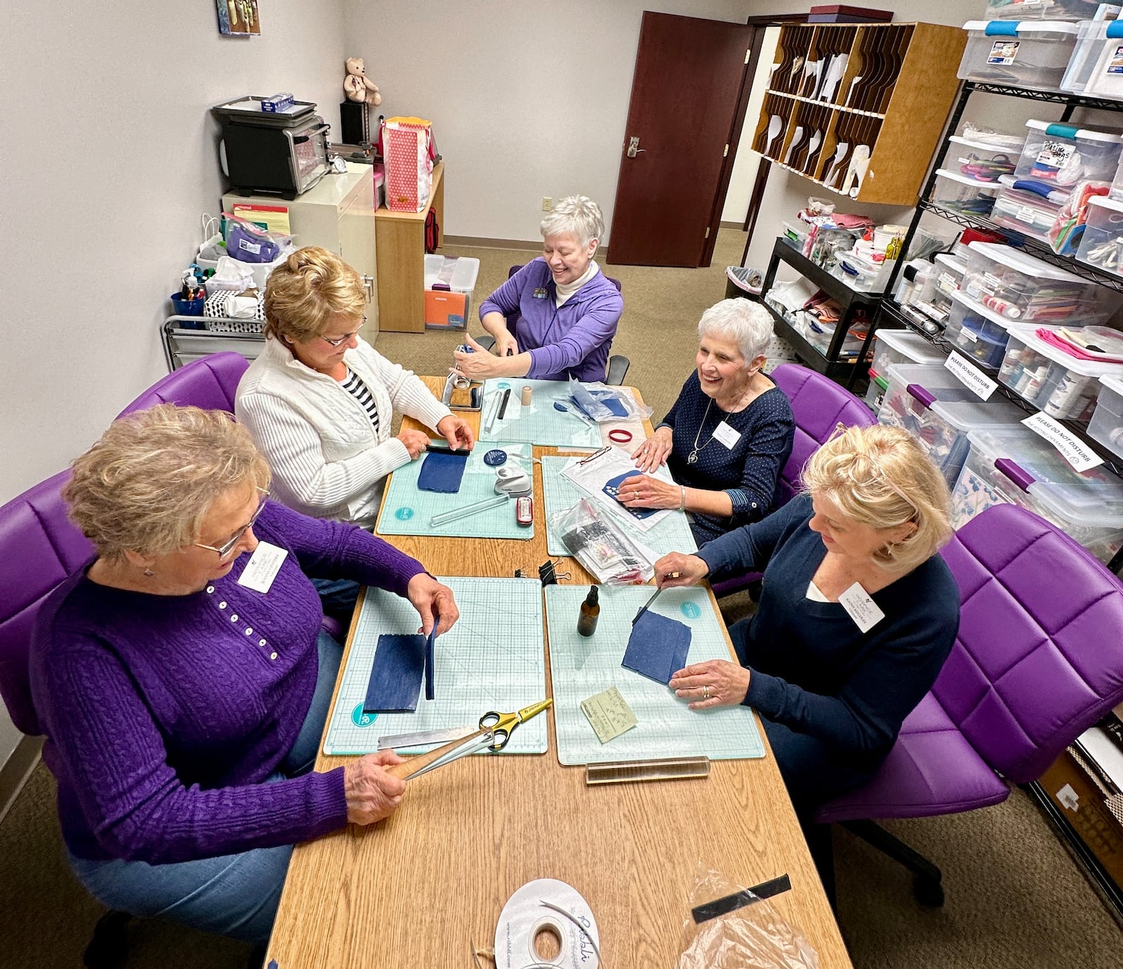 Hospice Care of Middletown volunteers and staff have been making clay Peace Ornaments that are available for a donation. From left: Jeanne Centers, Gail Corrill, Priscilla Lane, Wilma Gardner and Kathy Keighley. SUBMITTED PHOTO