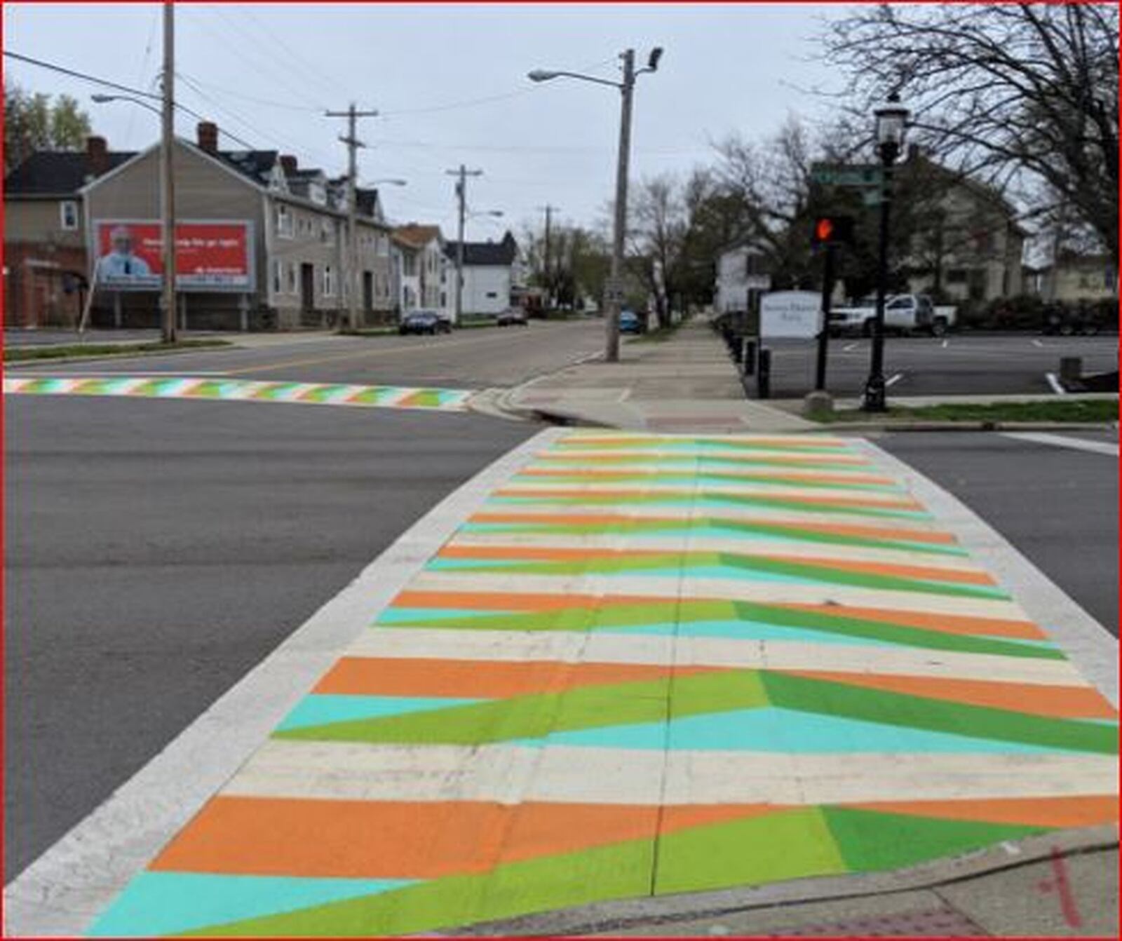 One possibility to make crosswalks more interesting would be to color them brightly and use different shapes, Miami University planning students suggested. PROVIDED