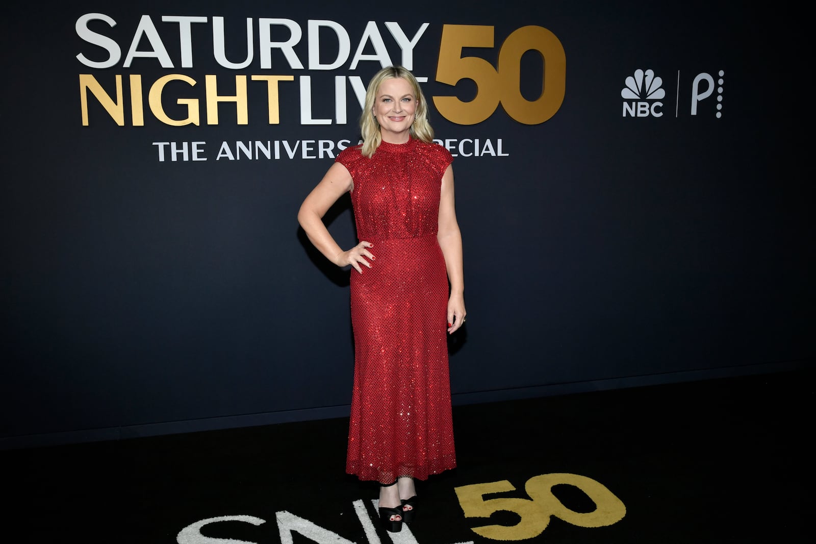 Amy Poehler attends "SNL50: The Anniversary Special" at Rockefeller Plaza on Sunday, Feb. 16, 2025, in New York. (Photo by Evan Agostini/Invision/AP)