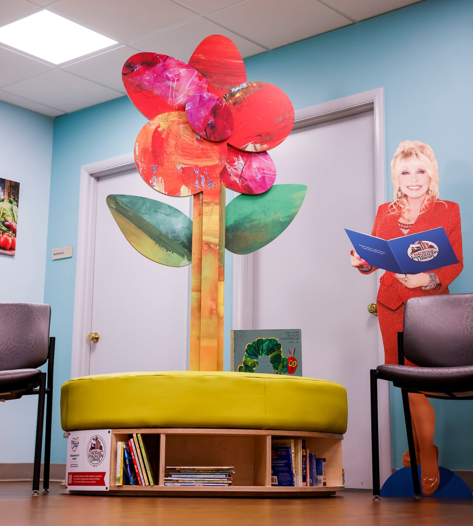 A new children's reading kiosk, developed by the Ohio Department of Health and Dolly Parton's Imagination Library, are being installed at 10 WIC offices around the state to be used by families visiting the clinics. This one is at the WIC office in downtown Hamilton. NICK GRAHAM/STAFF