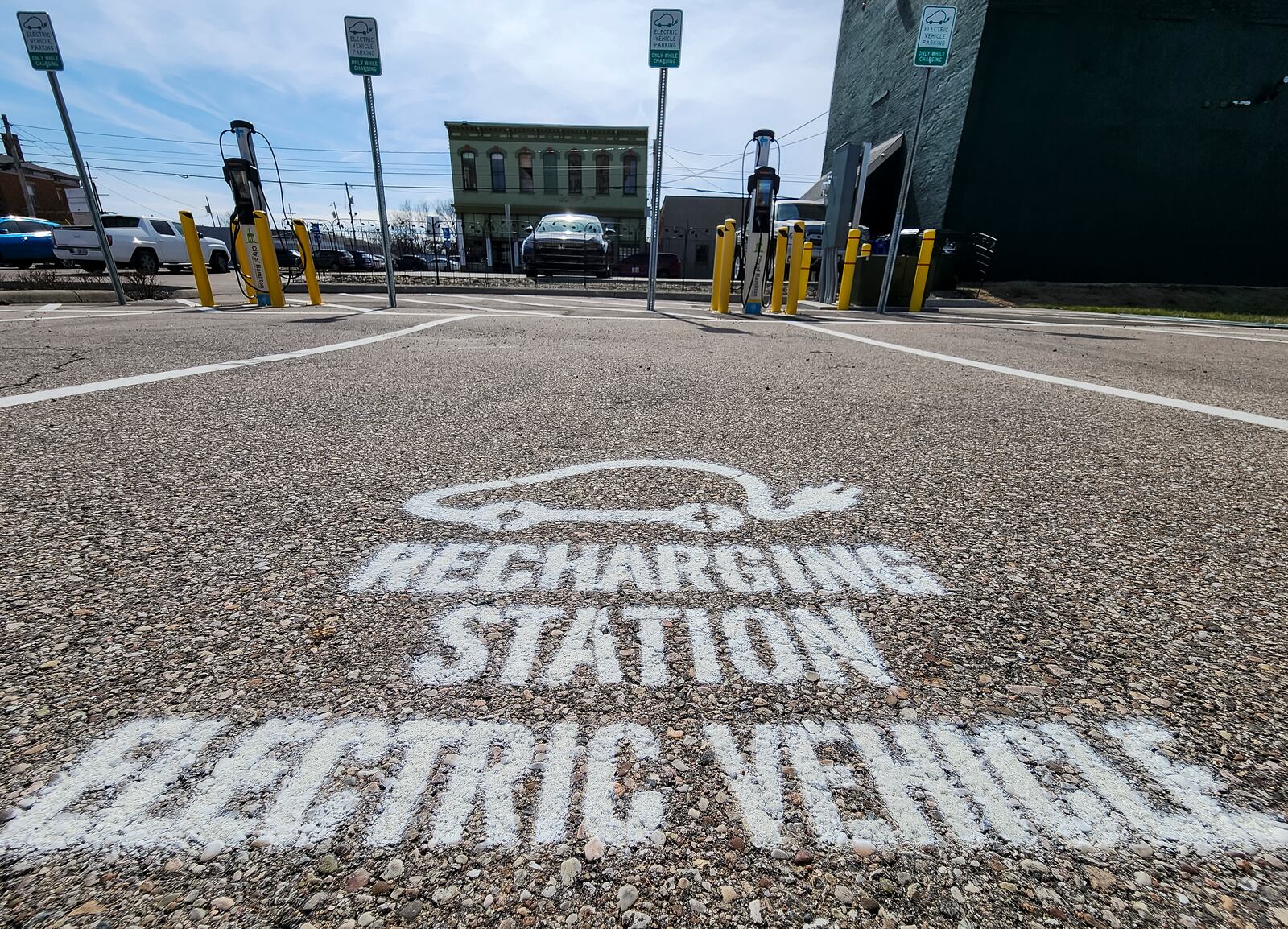 The city of Hamilton plans to install several more electric vehicle charging stations around the city this year, and city staff say there are plans to seek more. NICK GRAHAM/STAFF