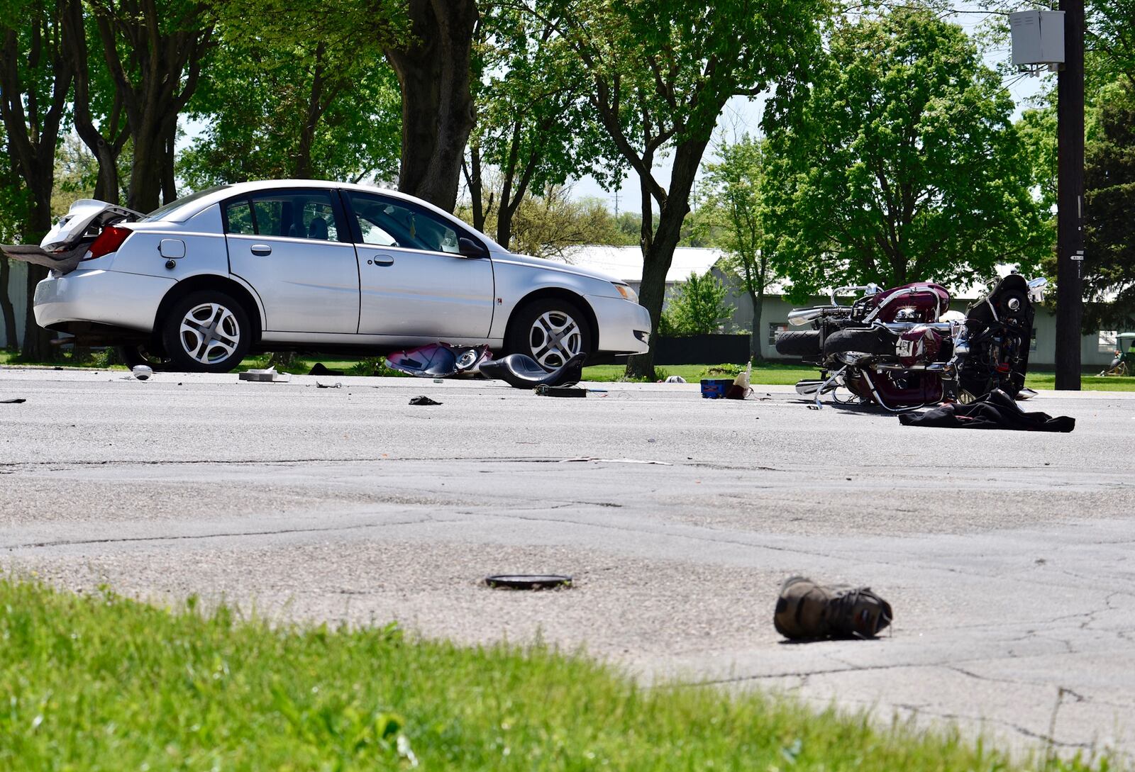 A medical helicopter was requested for a crash in Hamilton involving a motorcycle and a vehicle on Tuesday, May 7, 2019. Crews were dispatched at about 12:45 p.m. to the intersection of Fairgrove Avenue and Campbell Drive. NICK GRAHAM / STAFF