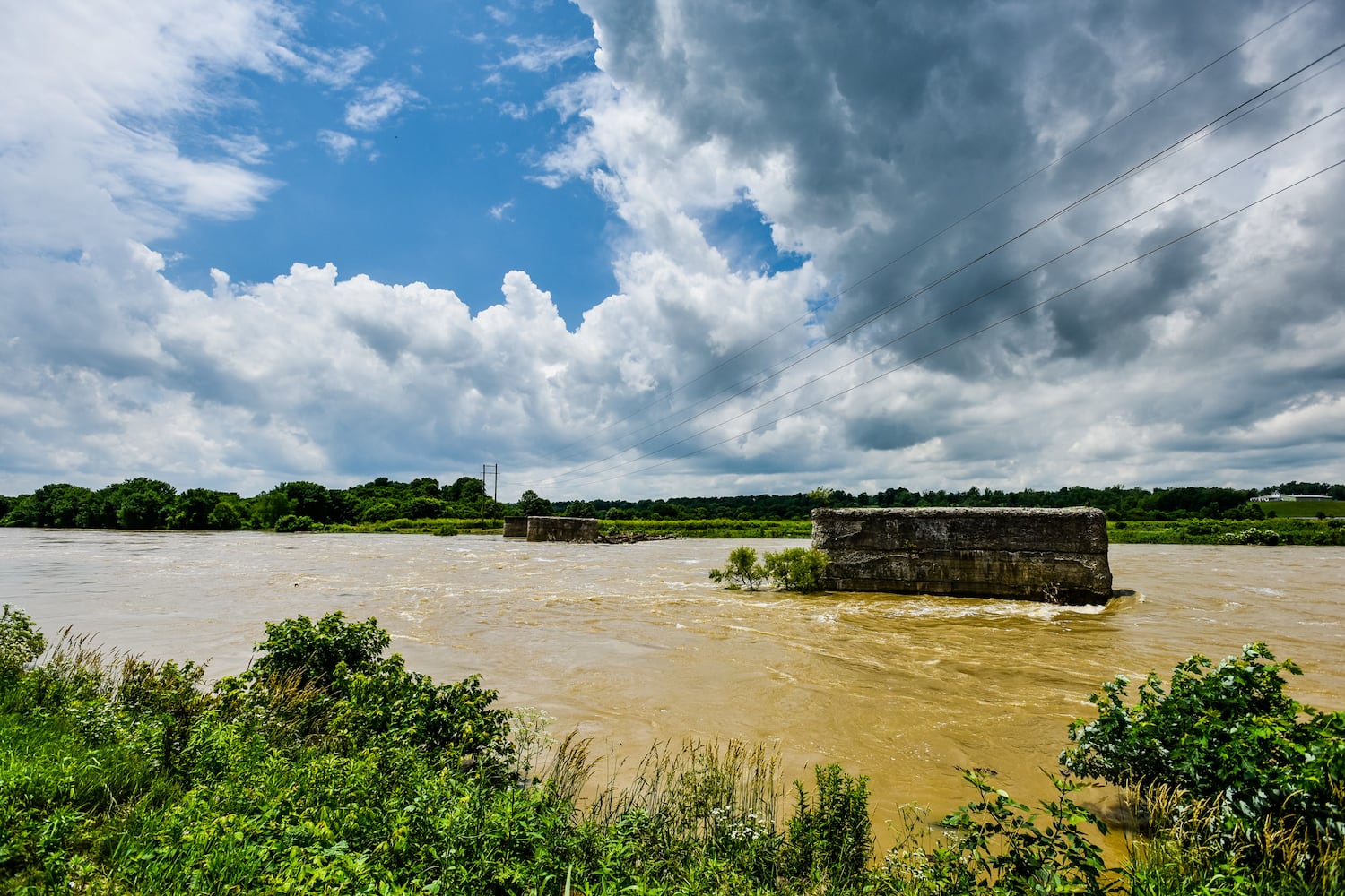 Great Miami River level higher than normal after  heavy rain