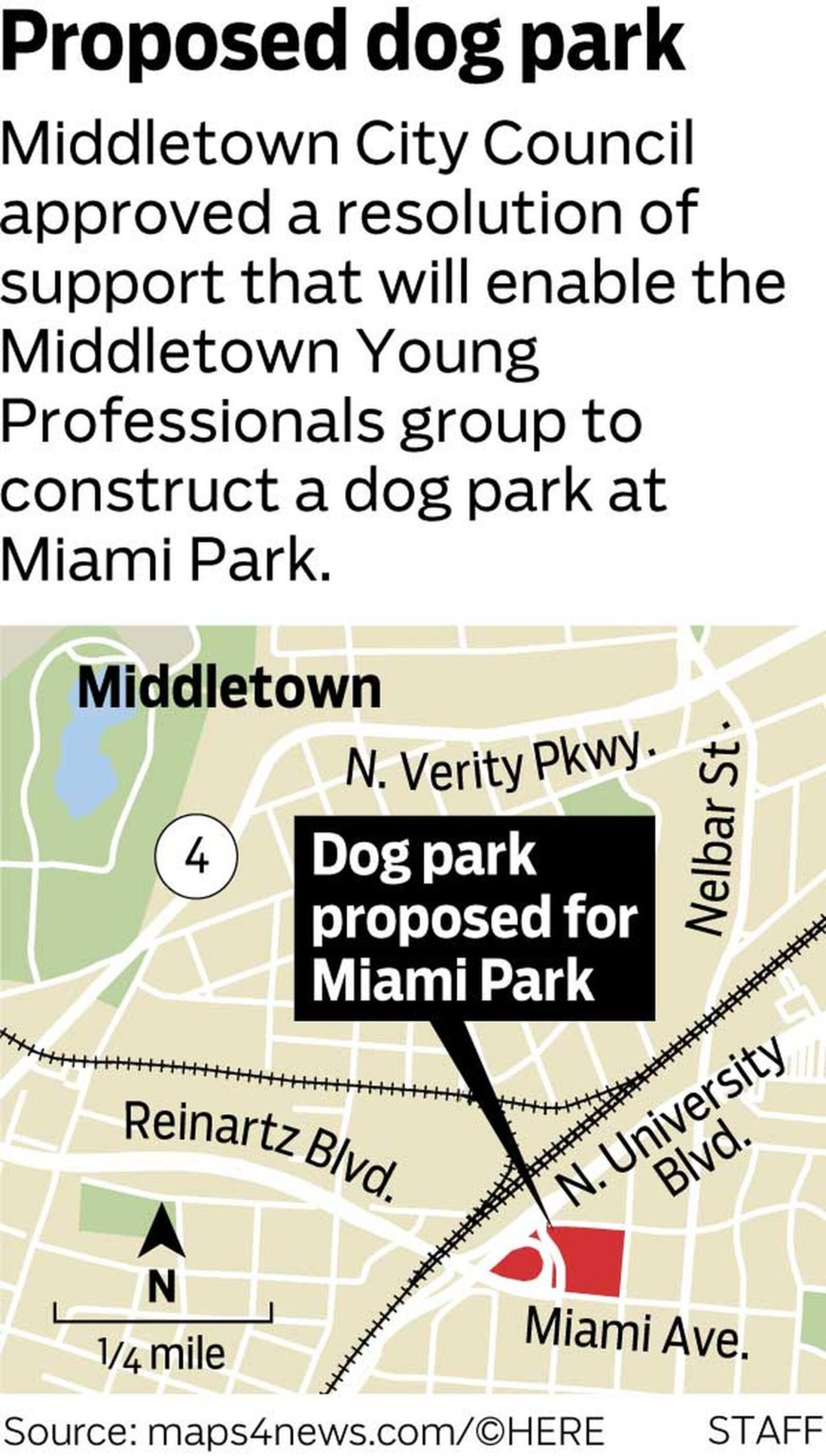 Middletown City Council will soon give consideration for future improvements at Miami Park that include a new dog park.