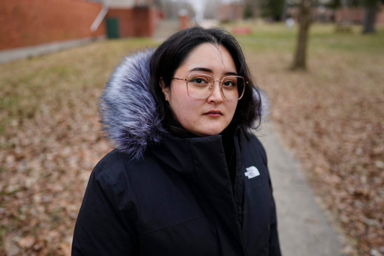 Antioch College student Ahri Morales-Yoon is photographed, Thursday, Feb.13, 2025, on the campus of Antioch College in Yellow Springs, Ohio. (AP Photo/Carolyn Kaster)