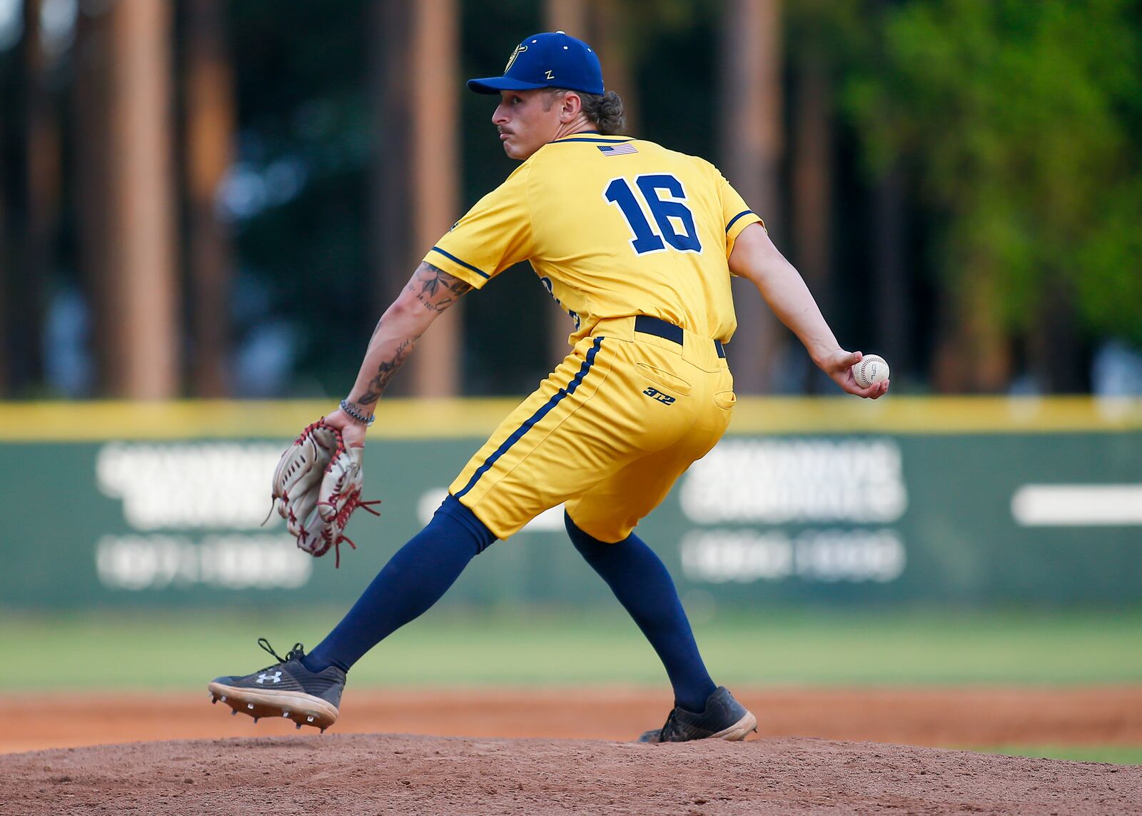 Northwestern High School grad Gage Voorhees pitches for the Savannah Bananas during their game against the Macon Bacon on Saturday, June 25, 2022, at Grayson Stadium in Savannah, Ga. The Bananas won 8-1. Photo by Michael Cooper