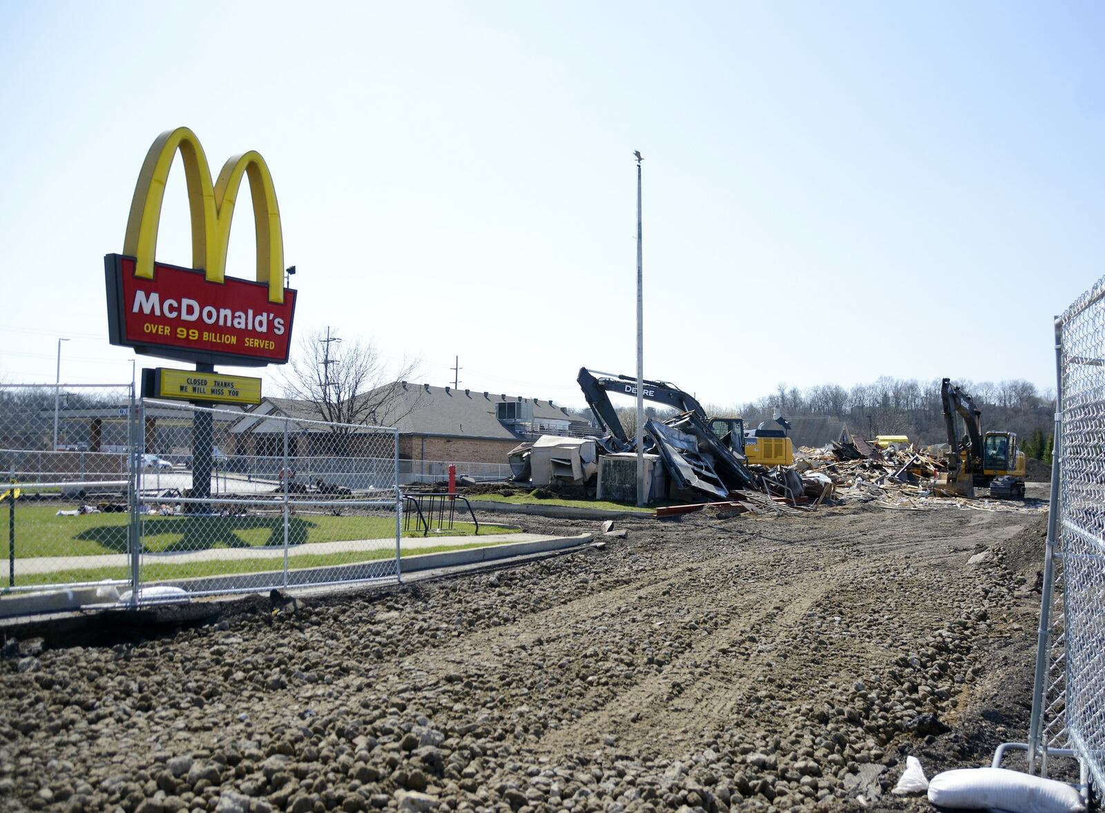 McDonald’s on Nilles Road in Fairfield was razed on Wednesday, April 4, and Thursday, April 5, 2018. The fast-food restaurant will be rebuilt and incorporate more modern features and technology. 