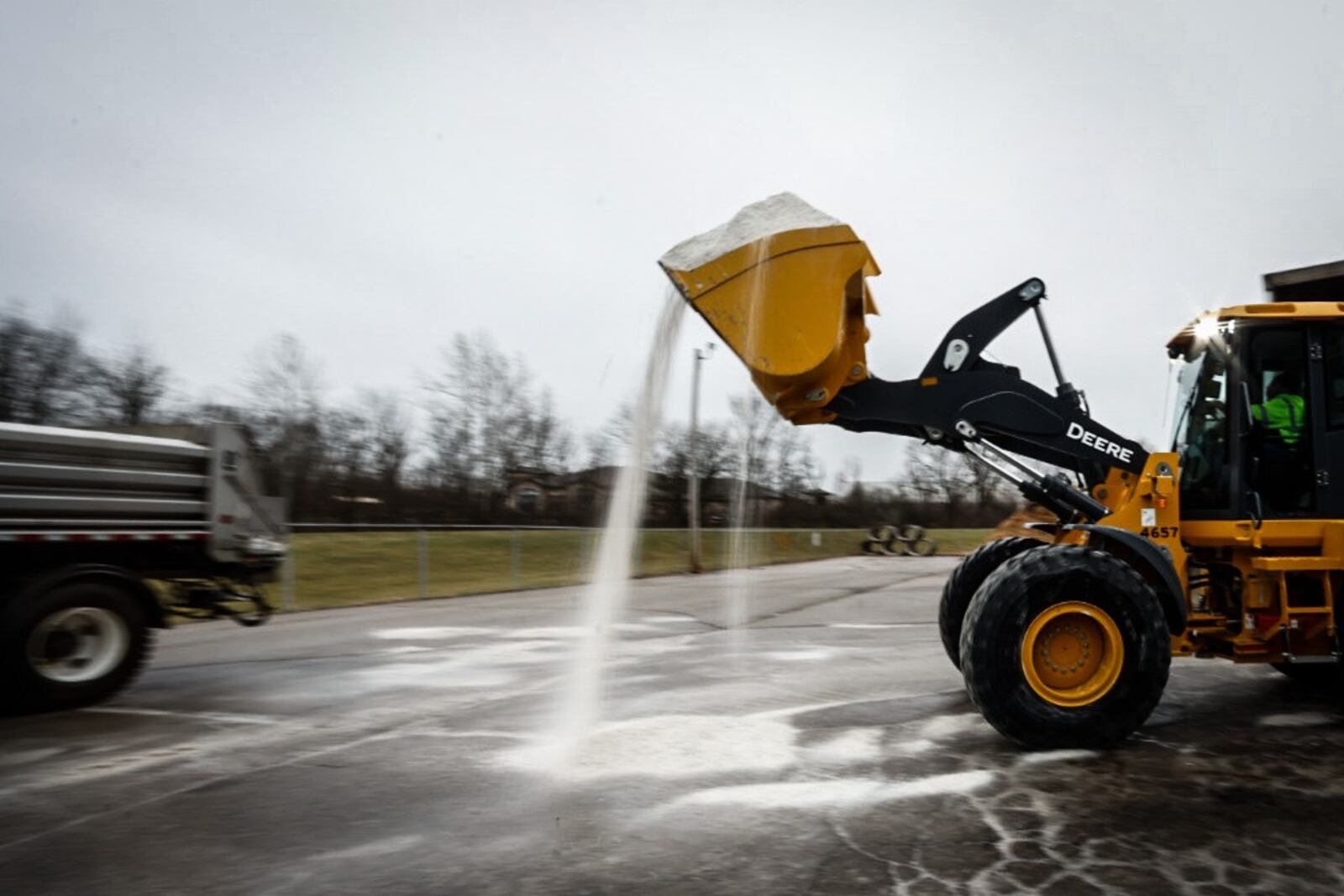 Crews at Montgomery County Engineers building on Little Richmond Road load trucks Thursday December 22, 2022 with salt in preparation of a winter storm that is approaching the Miami Valley. Jim Noelker/Staff