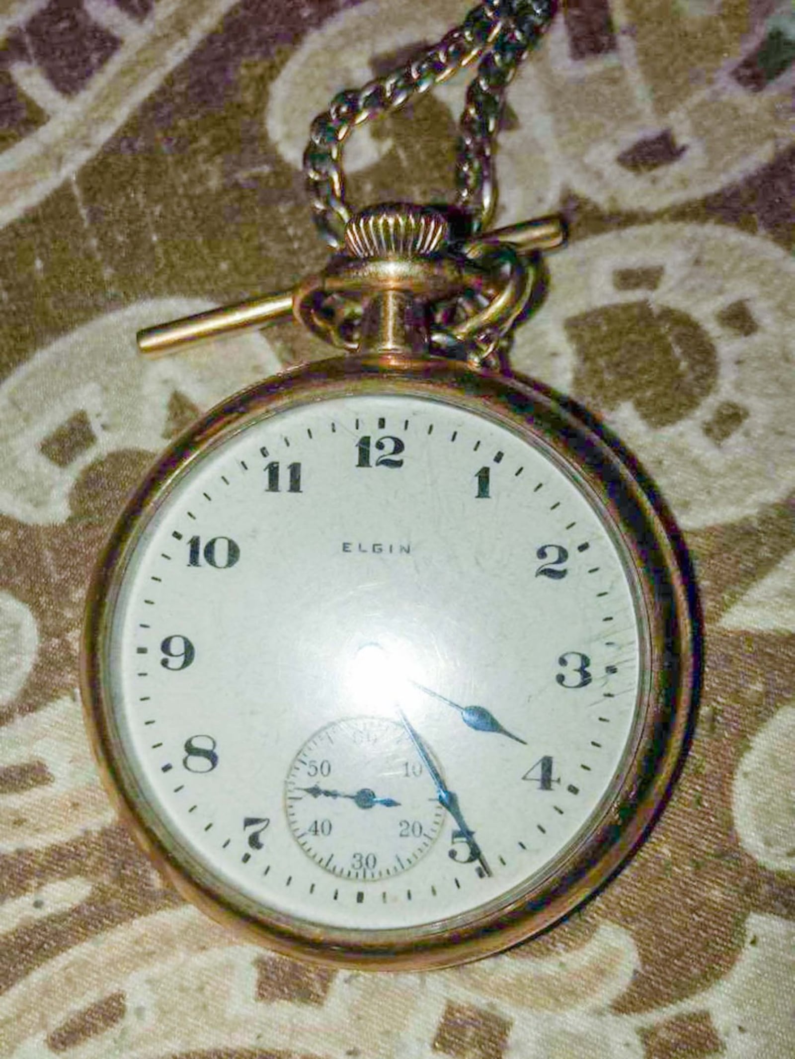 This Elgin pocket watch was stolen during a home invasion 23 years ago in Lexington. A Middletown man, Larry Glenn, was recently given the watch as collateral and he tracked down the original owners. SUBMITTED PHOTO