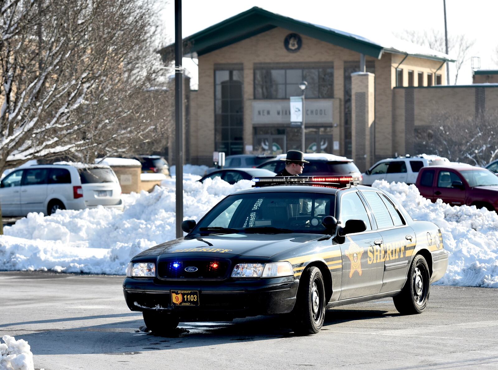 Butler County deputies responded to a lockdown at New Miami High School on Monday, Jan. 14, 2019. NICK GRAHAM / STAFF