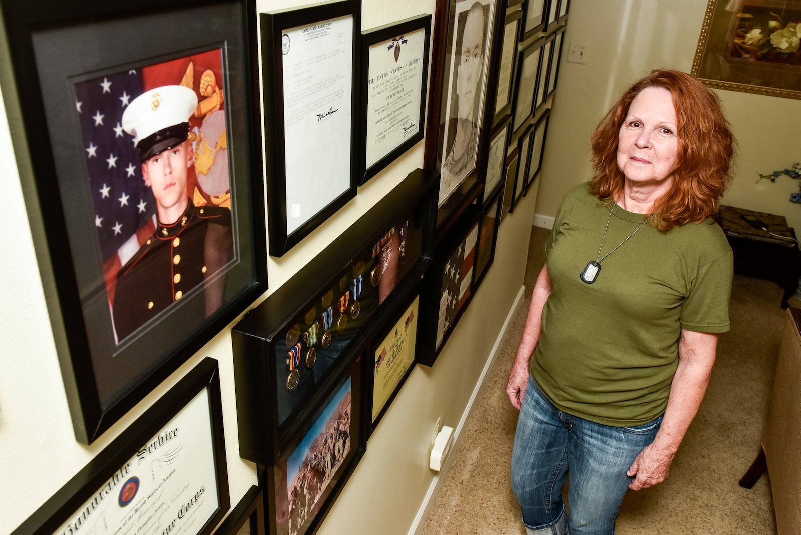 Carolyn Jones Hibberd started Adam’s Hope in 2011 after her son, Marine Cpl. Adam Jones, then 29, died while serving in Afghanistan. Adam’s Hope is a non-profit providing supplies to military personnel while deployed. NICK GRAHAM/STAFF