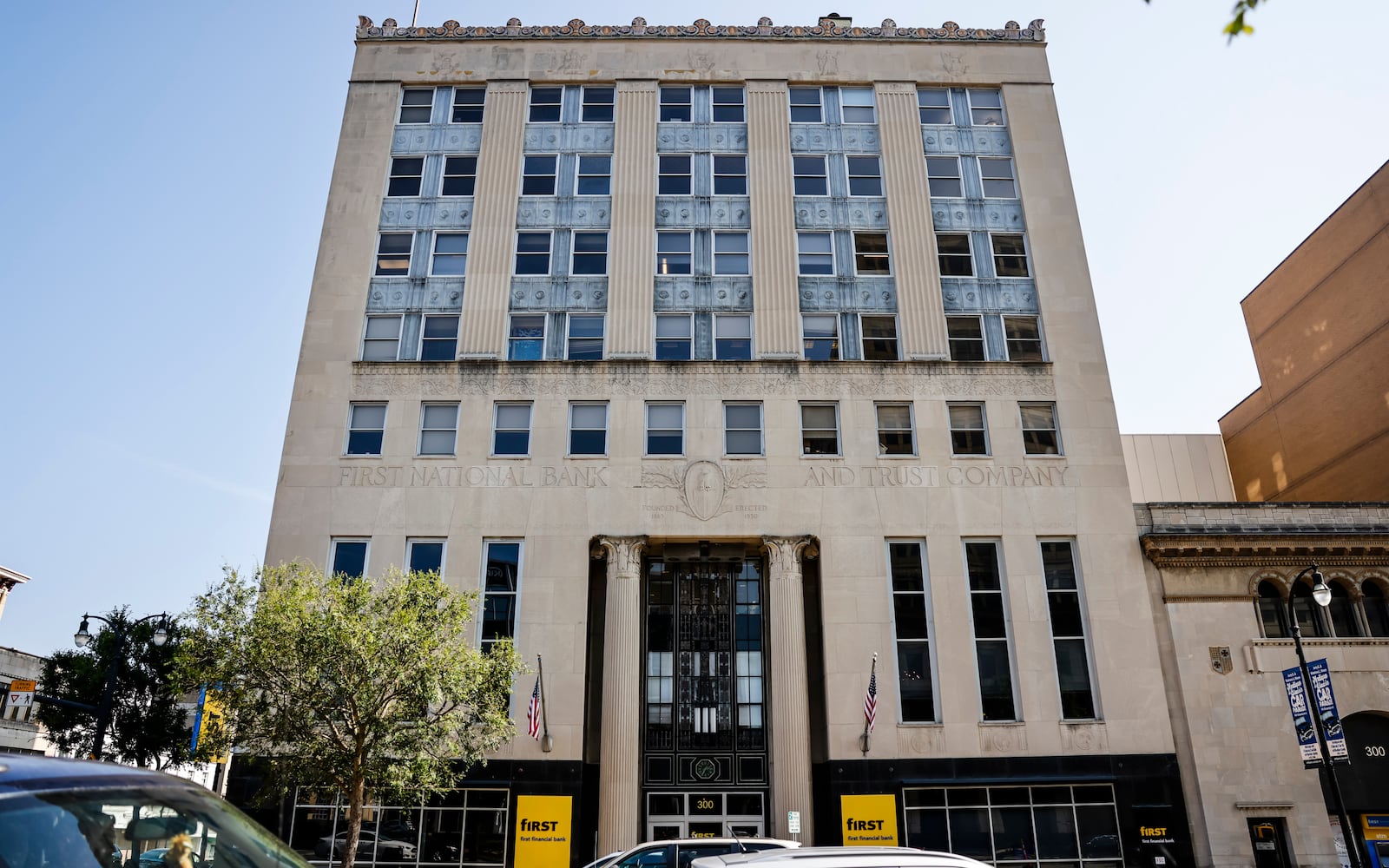 The First Financial Bank building on High Street in Hamilton was built in 1930. The bank is celebrating its 160th anniversary this month. NICK GRAHAM/STAFF