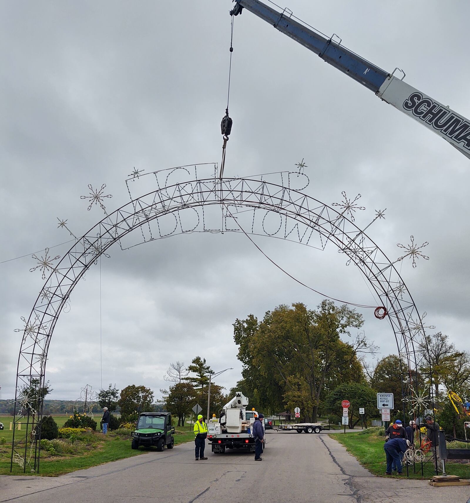 The large welcome arch was erected with the help of the members of the "Grandpa Gang." Light Up Middletown will be open from 6-10 p.m. every day through New Year's Eve in Smith Park. Admission by cash donation. CONTRIBUTED