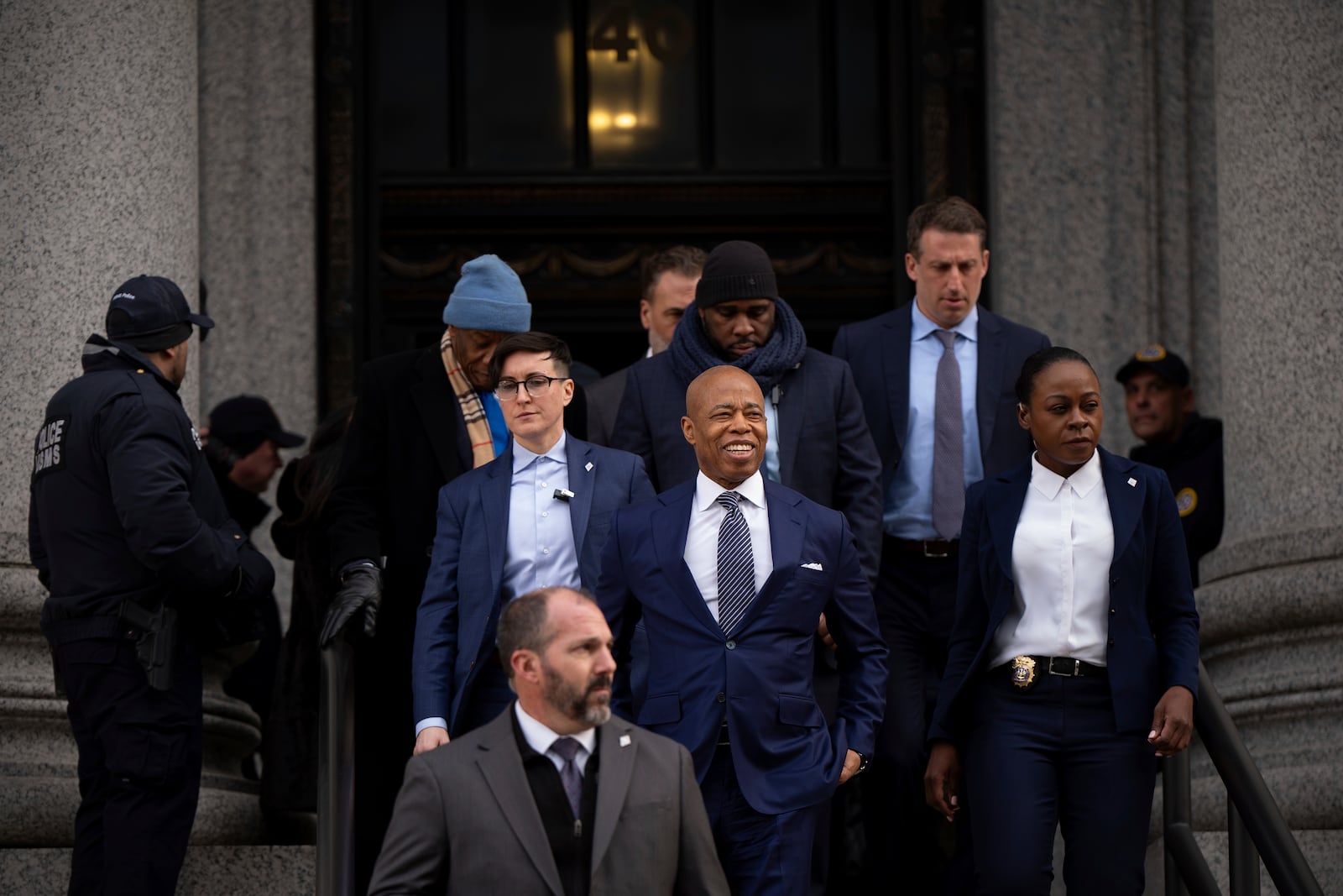 New York City Mayor Eric Adams leaves court, Wednesday, Feb. 19, 2025, in New York. (AP Photo/Julia Demaree Nikhinson)