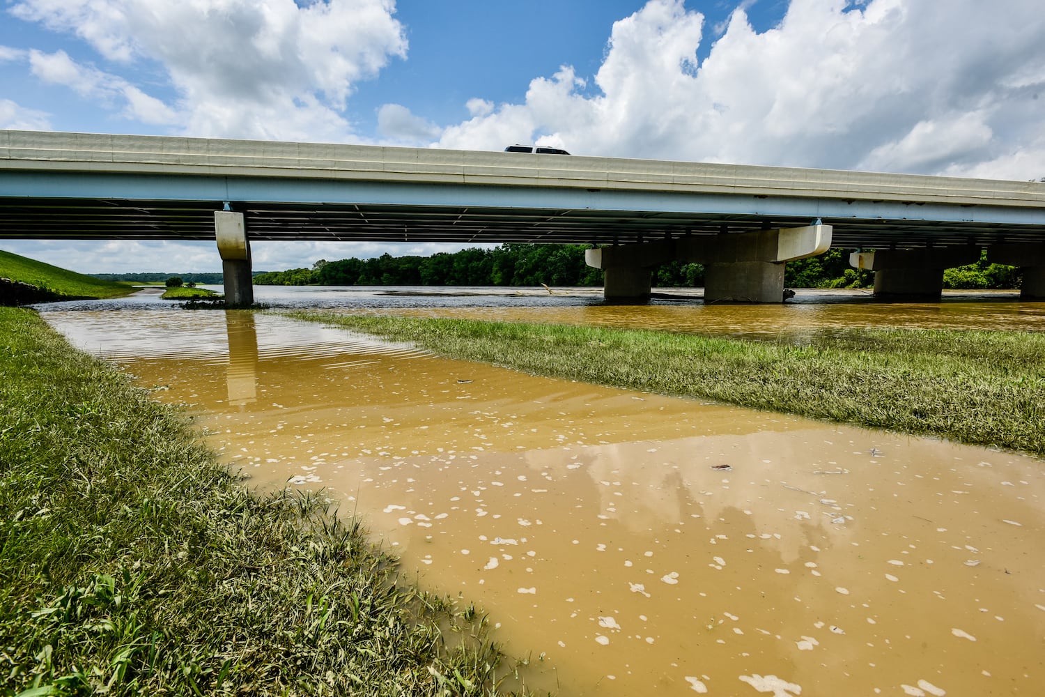 Great Miami River level higher than normal after  heavy rain