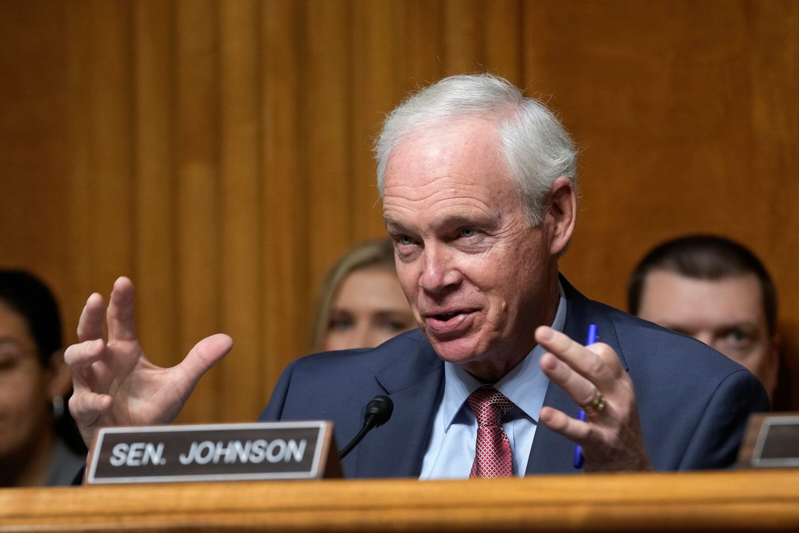 Sen. Ron Johnson, R-Wis., speaks at the Senate Homeland Security and Governmental Affairs Committee confirmation hearing for South Dakota Gov. Kristi Noem, President-elect Donald Trump's nominee to be Secretary of Homeland Security, at the Capitol in Washington, Friday, Jan. 17, 2025. (AP Photo/Susan Walsh)