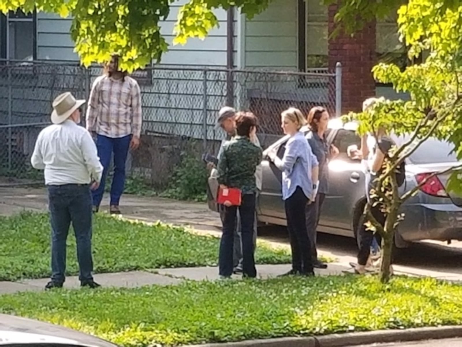 Ron Howard (center in hat and green shirt) and crew were Middletown Saturday scouting locations to film “Hillbilly Elegy: A Memoir of a Family and Culture in Crisis” that was written by J.D. Vance about growing up in Middletown and in Jackson, Ky. The memoir was a best-seller released in 2016. SUBMITTED