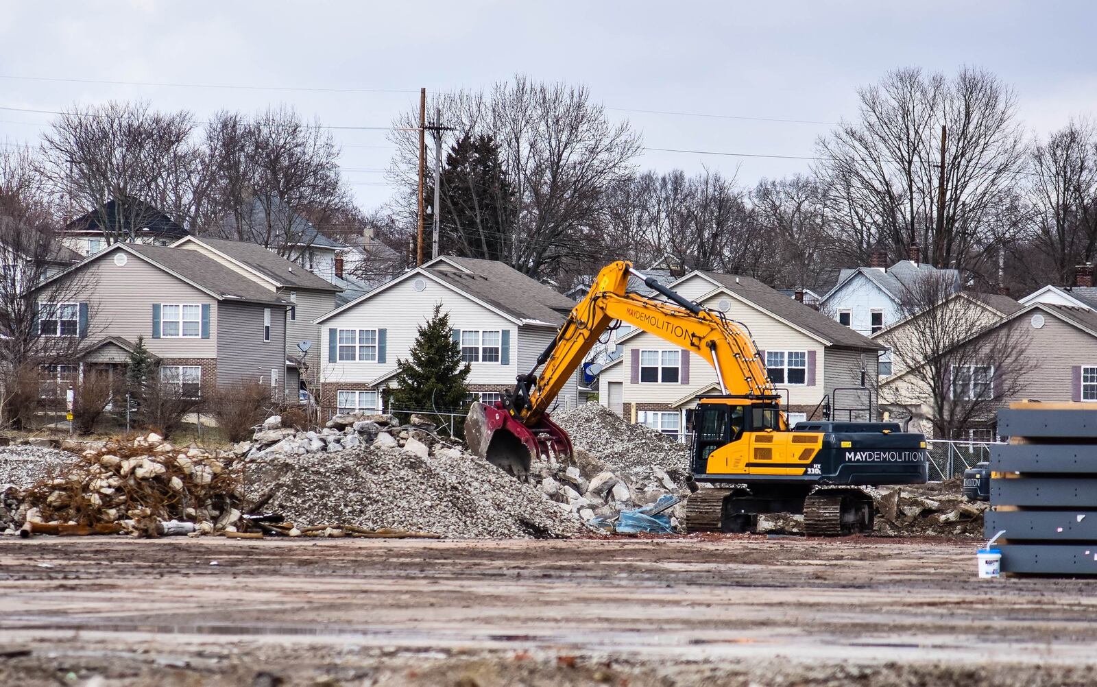 Construction continues at the Spooky Nook Sports Champion Mill Friday, Feb. 7, 2020. excavation work is being done and many truck loads of steel have been delivered to the site for construction of the sports complex and convention center. NICK GRAHAM / STAFF