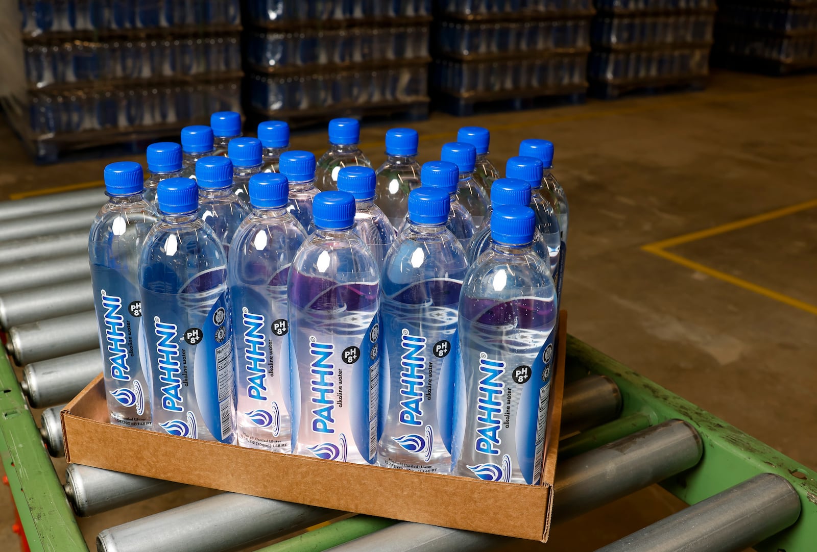 Erik Loomis and Dr. Satinder Bharaj, PhD, co-founders of Pahhni High pH Alkaline Water, have started bottling their products in the Third and Dayton building in Hamilton. NICK GRAHAM/STAFF