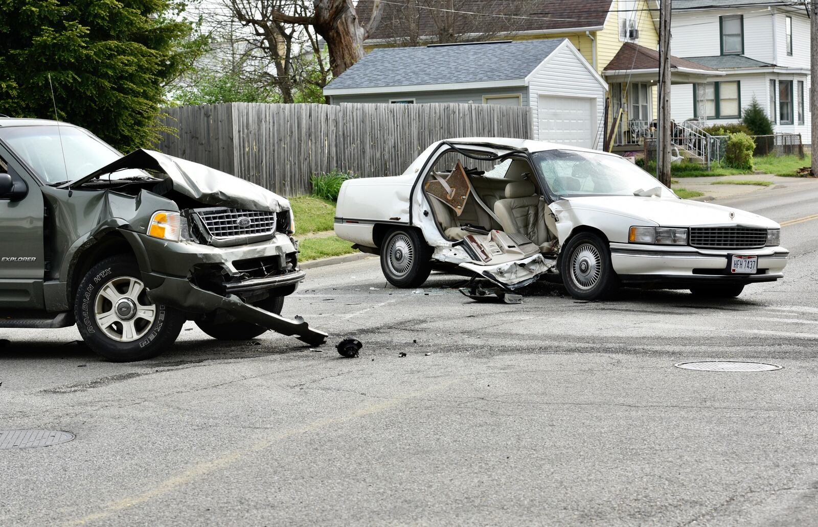 A Ford Explorer hit a Cadillac in the passenger side at the intersection of Rhea Avenue and North E Street in Hamilton this morning. 