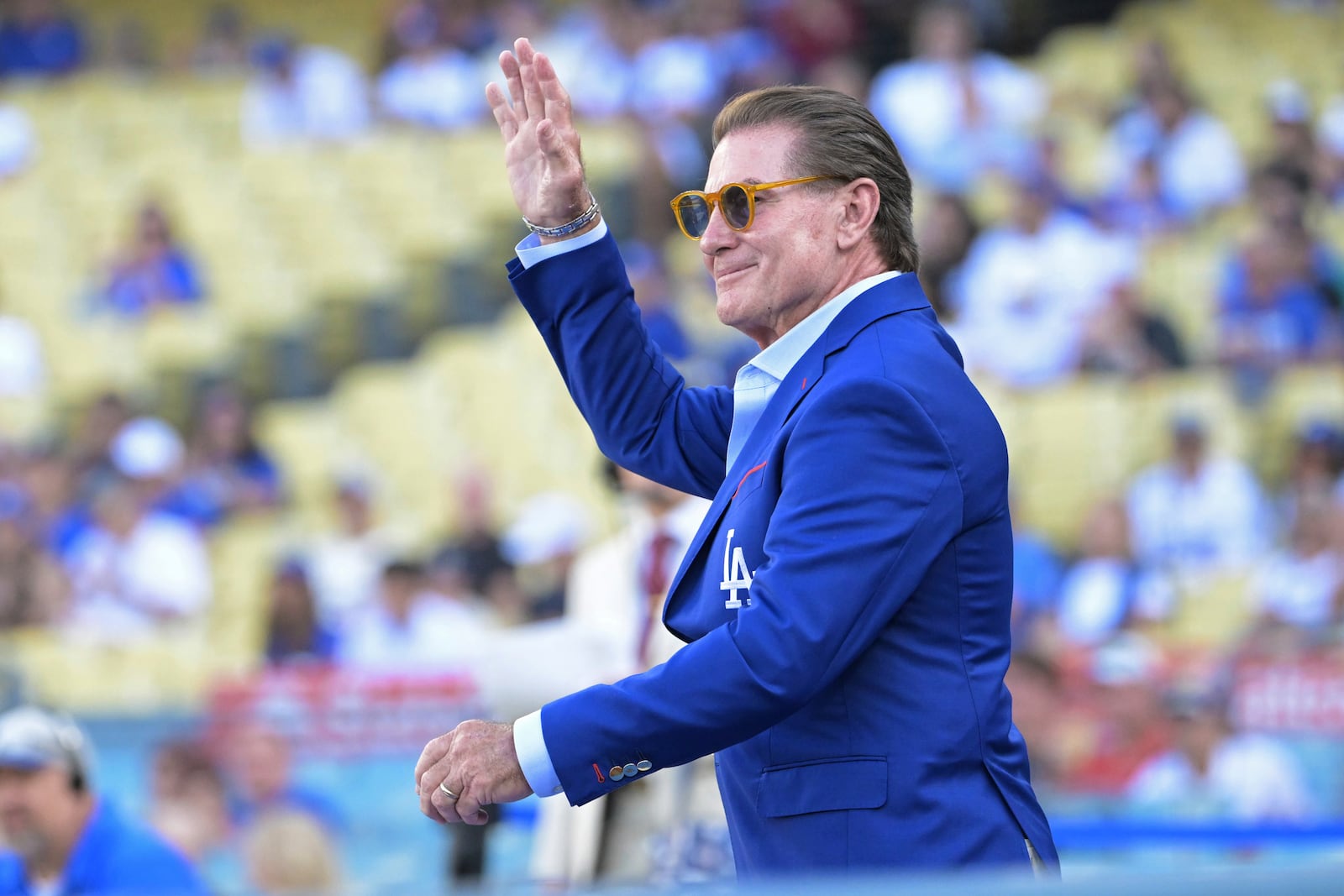 FILE - Former Los Angeles Dodgers baseball player Steve Garvey, the Republican candidate of U.S. Senate in California, is introduced during an alumni weekend event before a baseball game against the Pittsburgh Pirates, Aug. 10, 2024, in Los Angeles. (AP Photo/Jayne-Kamin-Oncea, File)