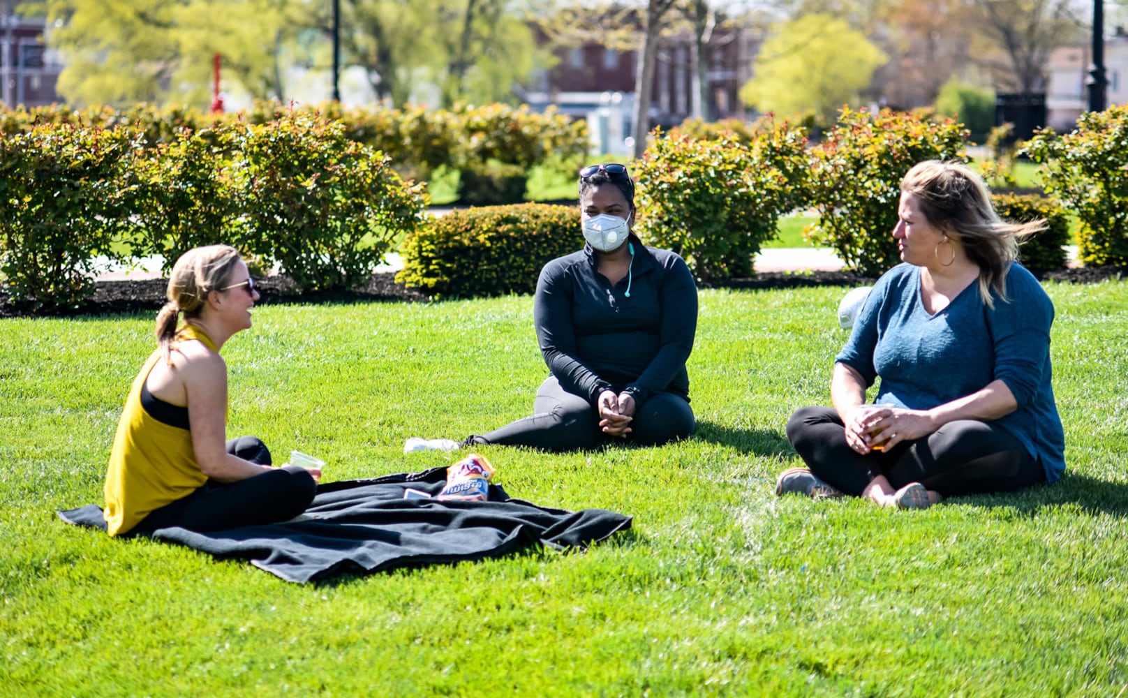 People enjoy the Spring weather in Hamilton