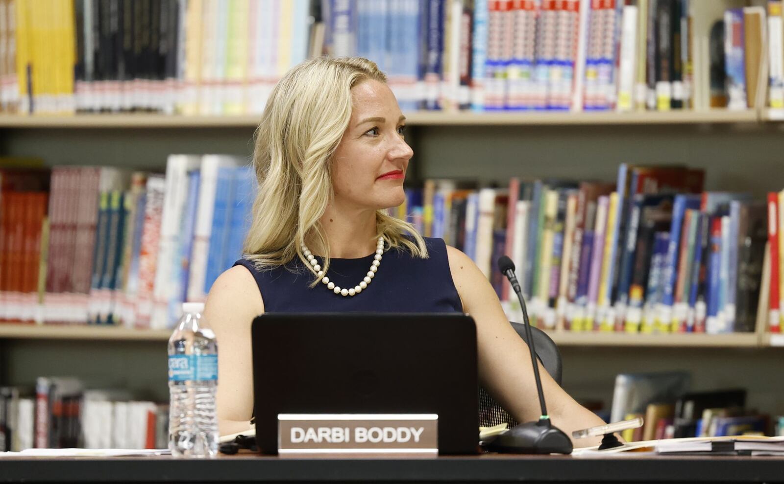 Lakota Board of Education member Darbi Boddy speaks during the Board of Education meeting that lasted over three hours Monday night, May 9, 2022, at Lakota Plains Junior School. NICK GRAHAM/STAFF