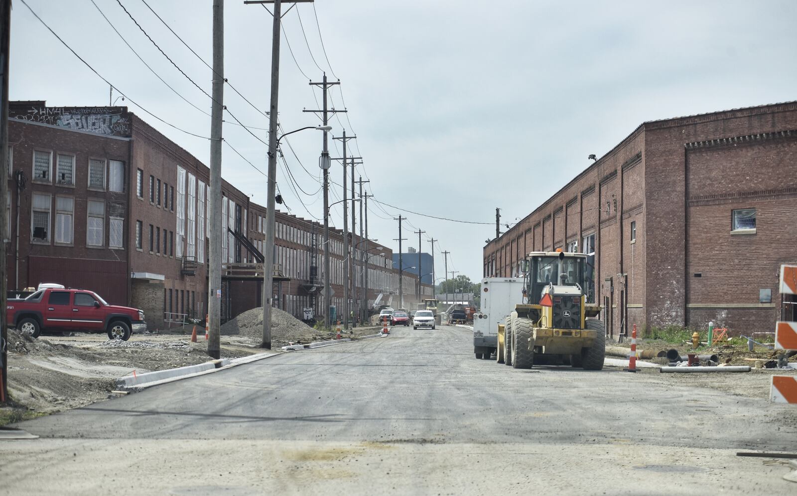 Construction crews last week began installing roof trusses at what will be North America's largest indoor sports complex, which also will include a convention center and at least one hotel. Here's a look at the project area along North B Street. NICK GRAHAM/STAFF