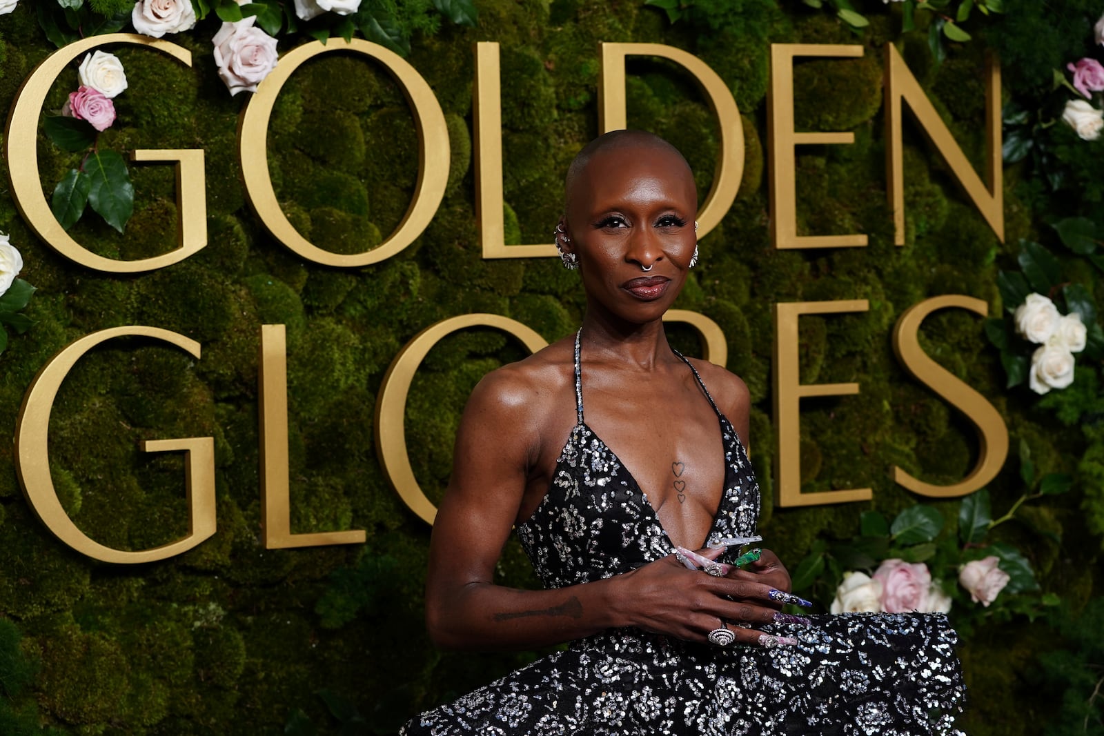 Cynthia Erivo arrives at the 82nd Golden Globes on Sunday, Jan. 5, 2025, at the Beverly Hilton in Beverly Hills, Calif. (Photo by Jordan Strauss/Invision/AP)