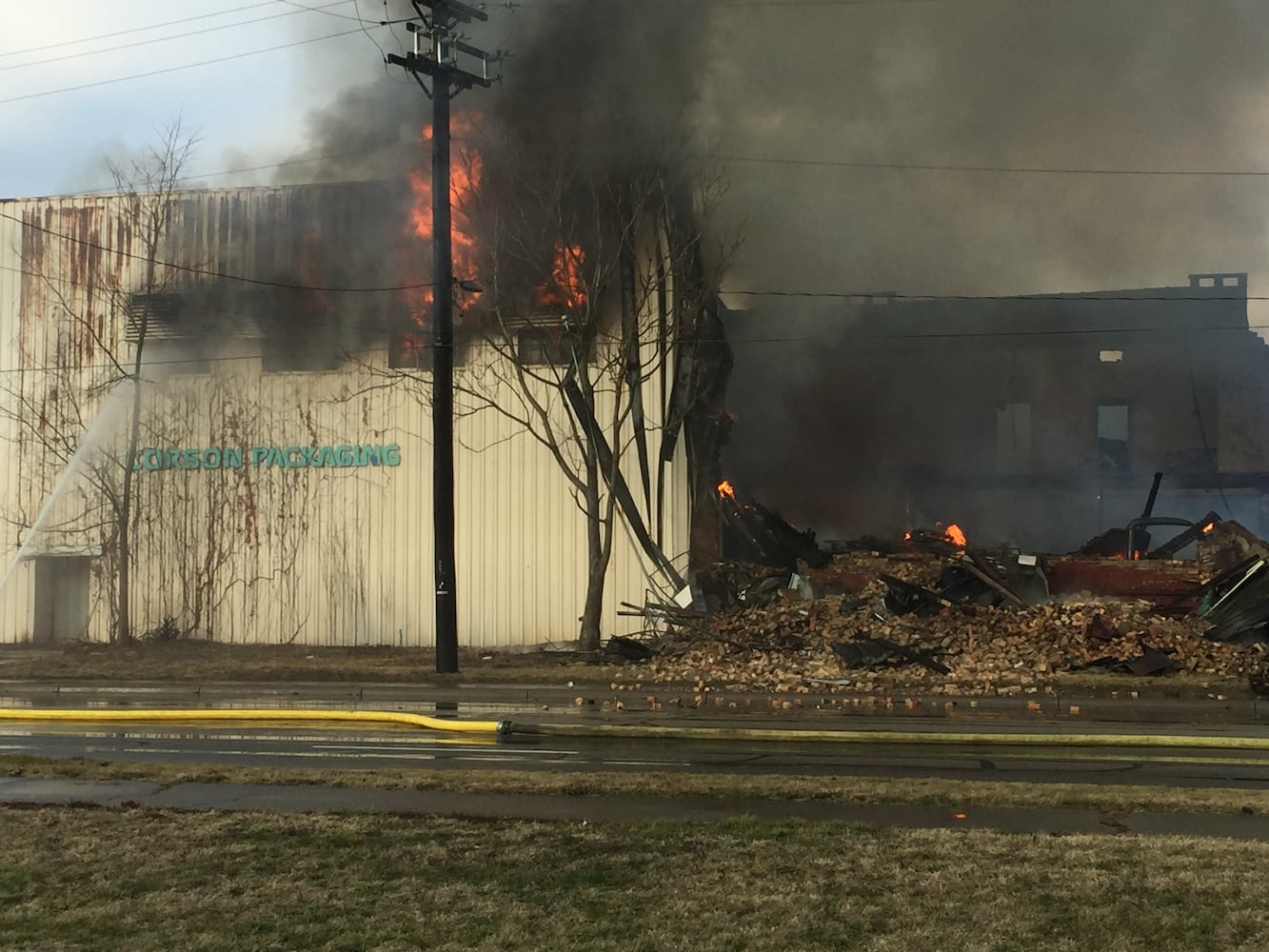 PHOTOS: Large fire at old Middletown Paperboard building on New Year’s Day