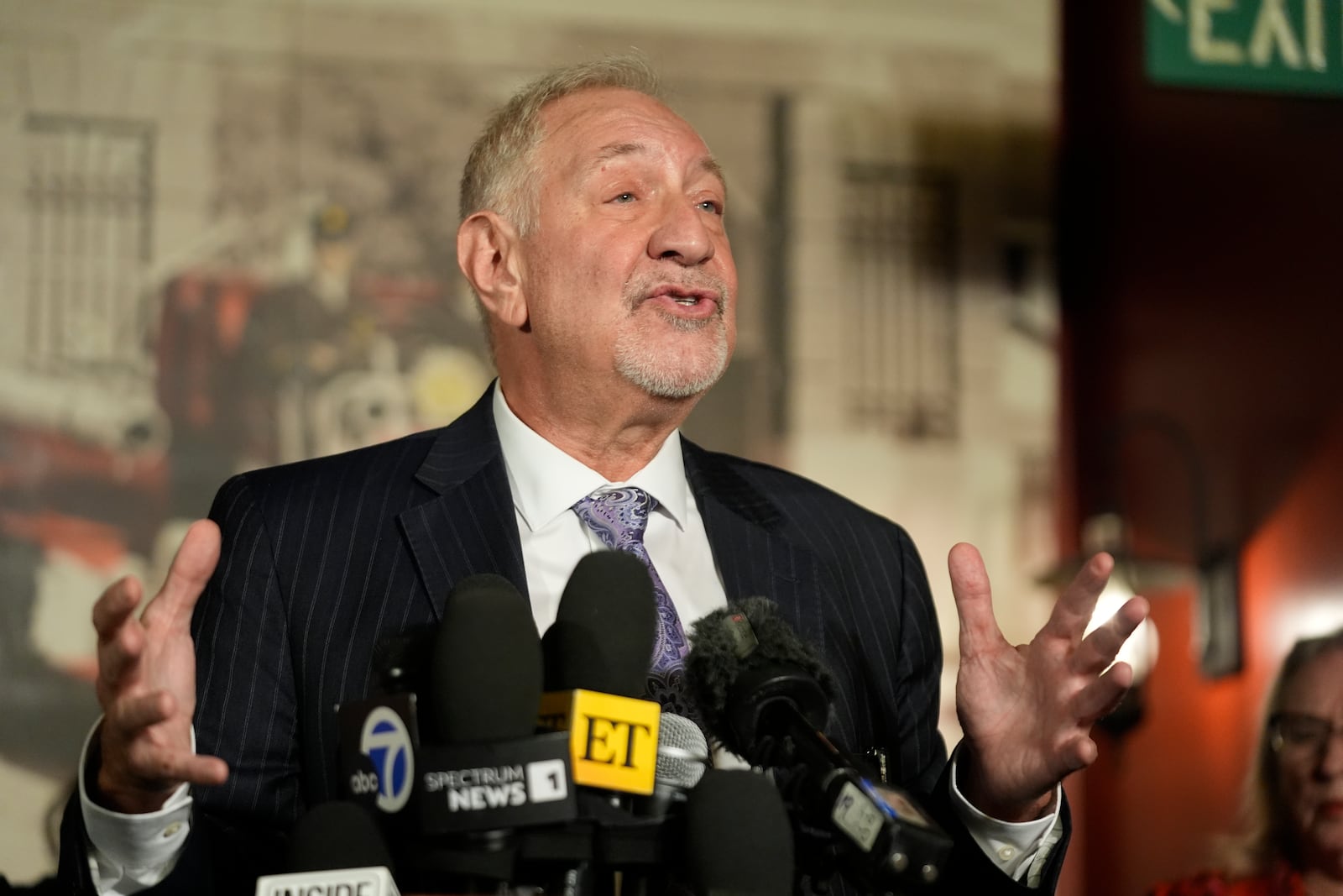 Mark Geragos defense attorney for Erik and Lyle Menendez talks during a news conference on Thursday, Oct. 24, 2024, in Los Angeles. (AP Photo/Damian Dovarganes)