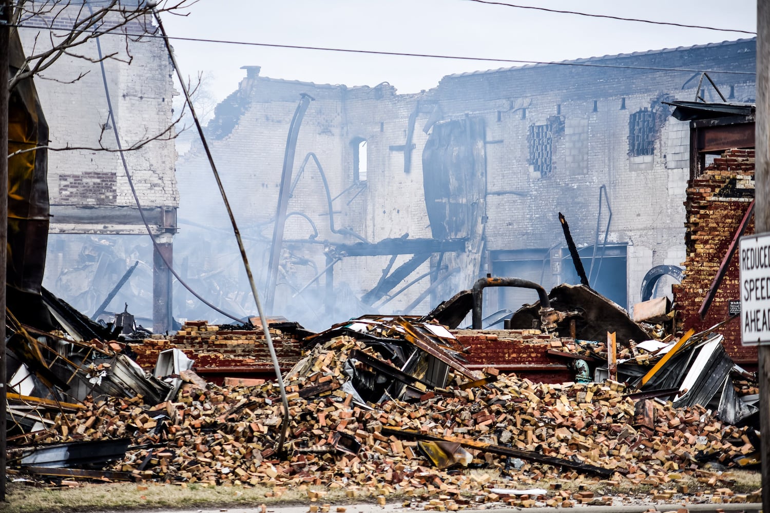 Aftermath of vacant warehouse fire in Middletown