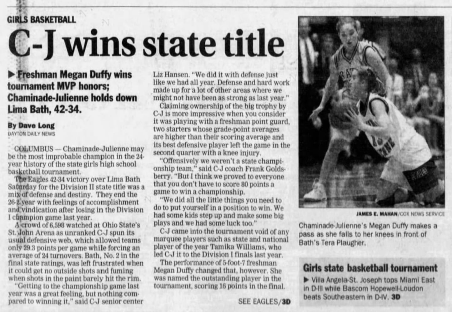 Chaminade Julienne girls basketball: 1999 state championship