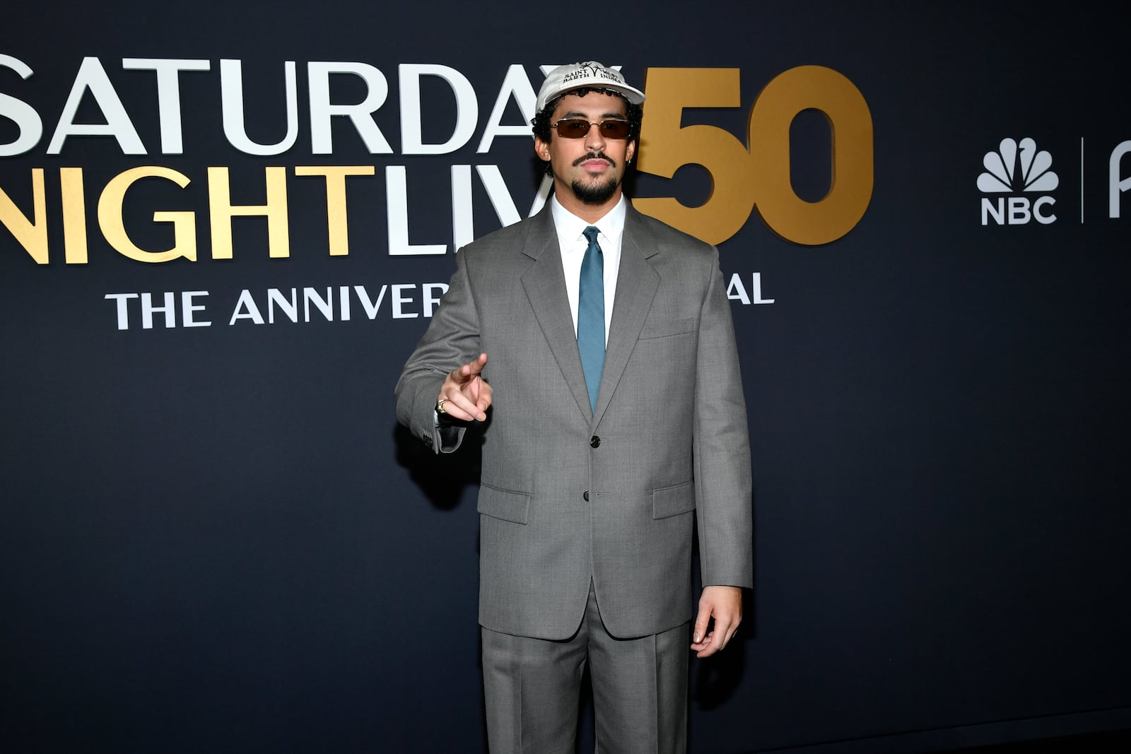 Bad Bunny attends "SNL50: The Anniversary Special" at Rockefeller Plaza on Sunday, Feb. 16, 2025, in New York. (Photo by Evan Agostini/Invision/AP)