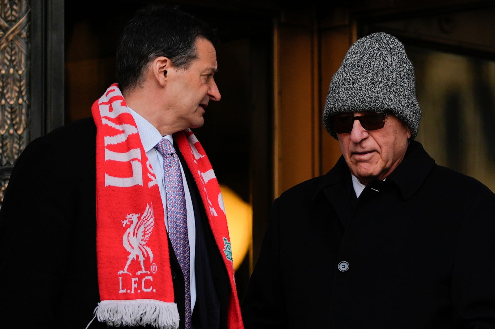 Erden Arkan, left, leaves federal court, Friday, Jan. 10, 2025, in New York after pleading guilty to a charge alleging that he worked with a Turkish government official to funnel illegal campaign contributions to New York City Mayor Eric Adams. (AP Photo/Julia Demaree Nikhinson)