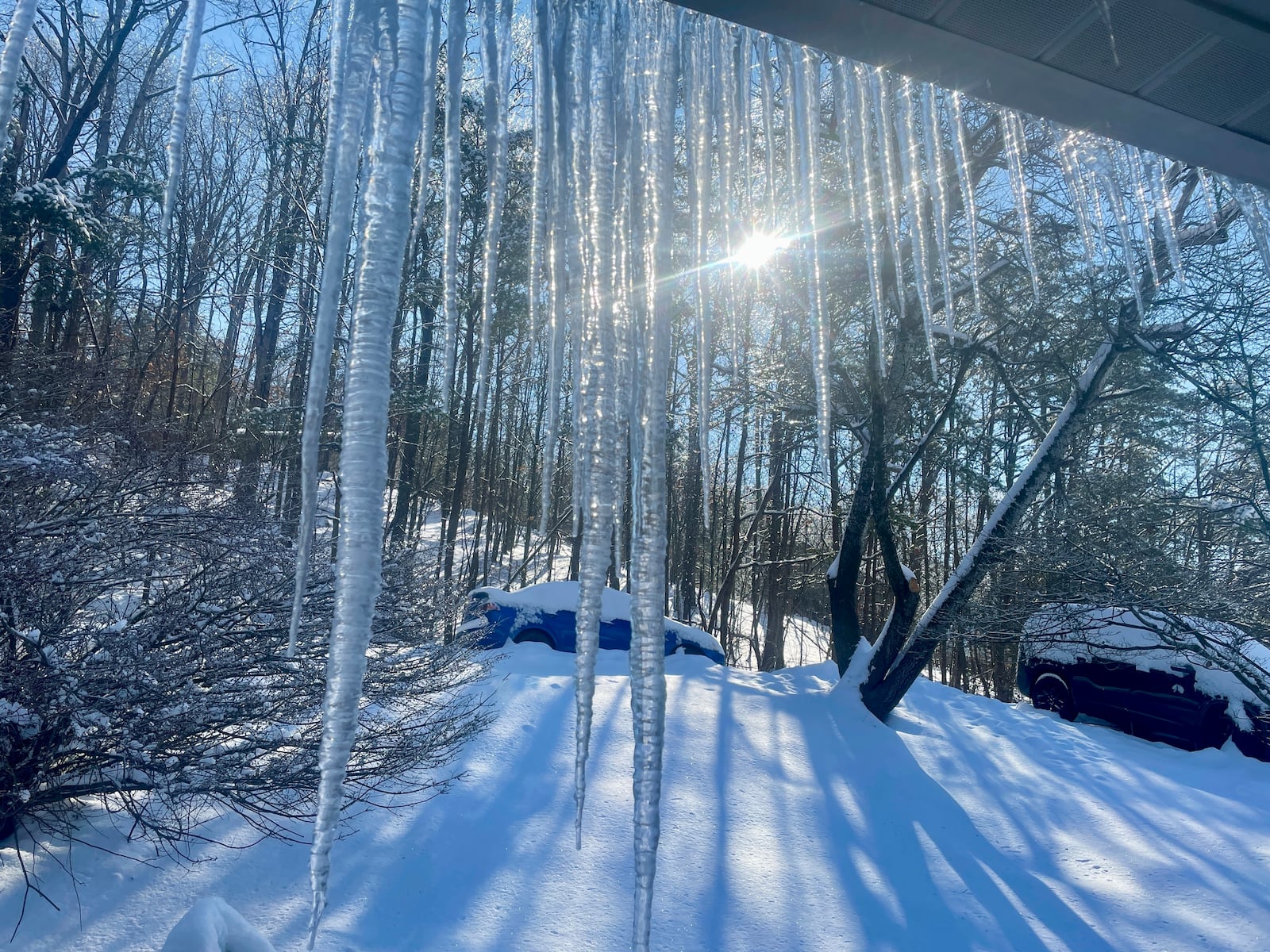 Icicles are shown Sunday, Jan. 12, 2025, on a home in Cross Lanes, W.Va. (AP Photo/John Raby)