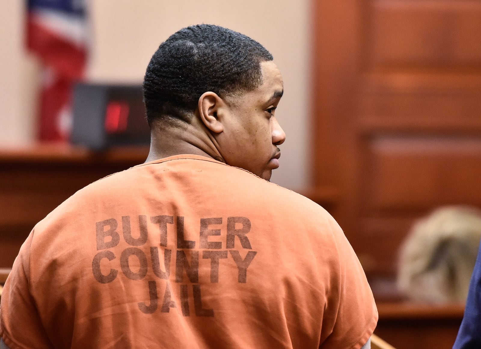 Michael Grevious II — charged in the 2016 drive-by shooting that killed two men in Hamilton — was in Butler County Common Pleas Court today, Nov. 3. His death penalty trial has been continued. NICK GRAHAM/STAFF