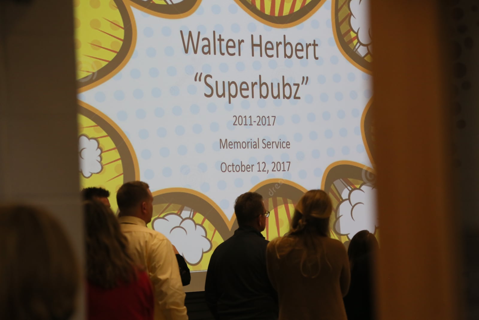 Hundreds of people attended a visitation Thursday, Oct. 12, at Fairfield Central Elementary for Walter “Superbubz” Herbert. Attendees were given yellow ribbons to wear. 