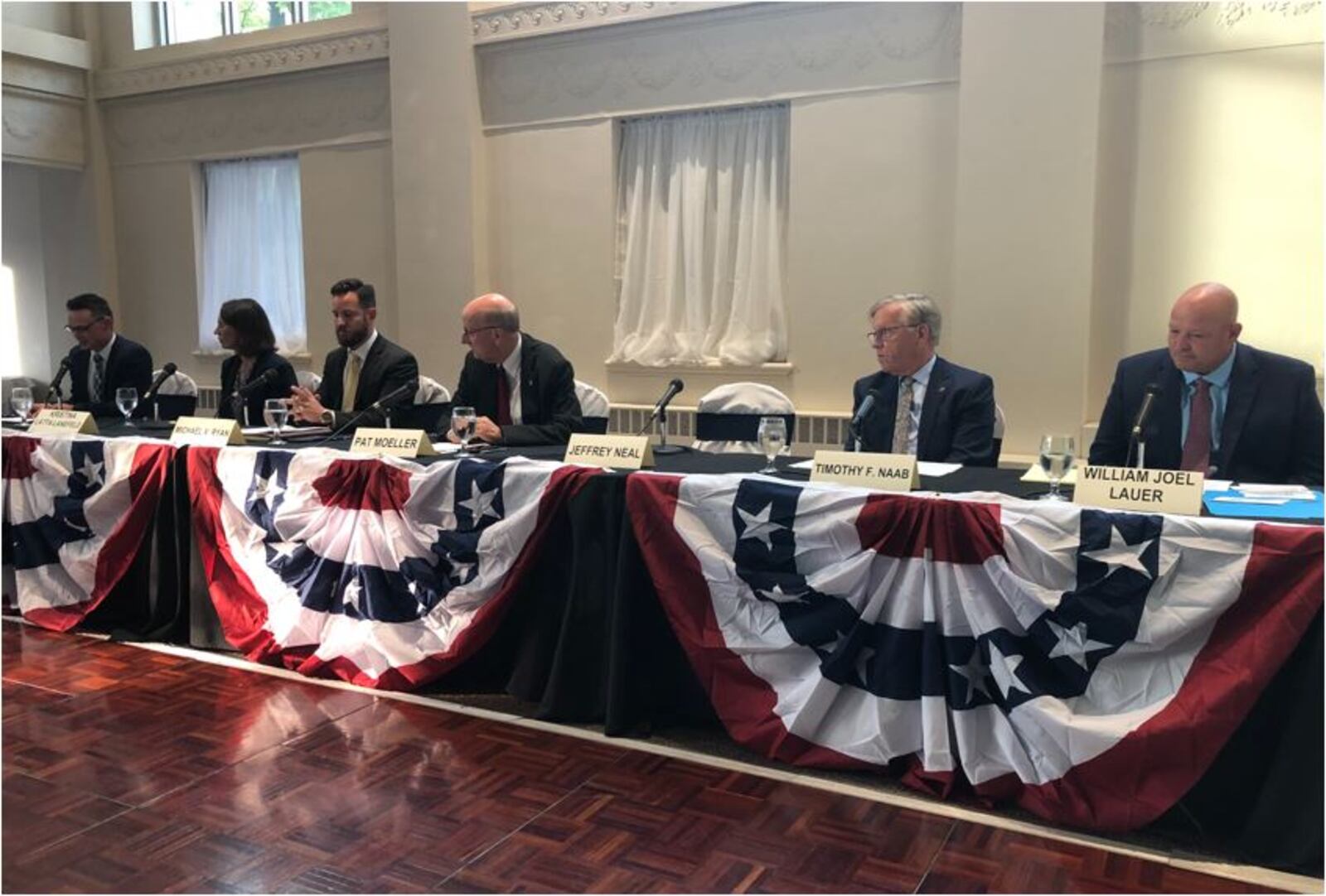 Five candidates for Hamilton City Council, plus Mayor Pat Moeller, running against a write-in candidate, participated in a candidates forum Thursday. MIKE RUTLEDGE/STAFF