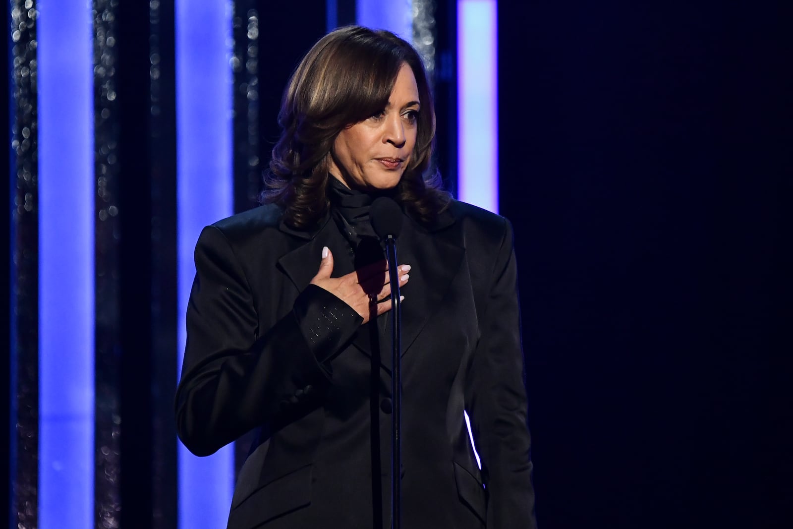 Former Vice President Kamala Harris accepts the chairman's award during the 56th NAACP Image Awards on Saturday, Feb. 22, 2025, in Pasadena, Calif. (Photo by Richard Shotwell/Invision/AP)