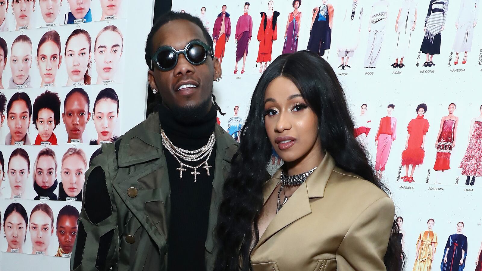 Offset and Cardi B pose backstage for Prabal Gurung during New York Fashion Week on February 11, 2018.