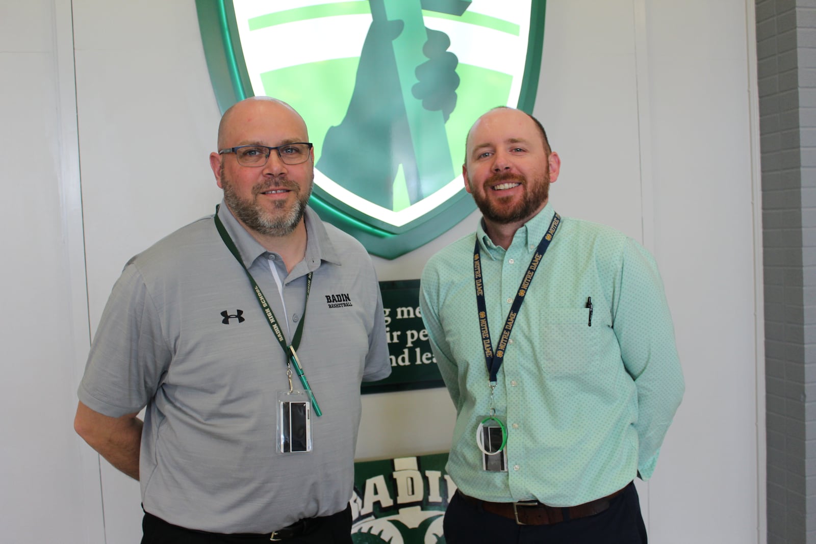 Officials with Butler County's only Catholic high school have announced the adoption of a new leadership structure for the first time in the school's 50-plus year history. Brian Pendergest, left, will move from principal to President of Badin, while current Assistant Principal Patrick Keating, right, will take over as principal starting next school year. (Provided Photo\Journal-News)