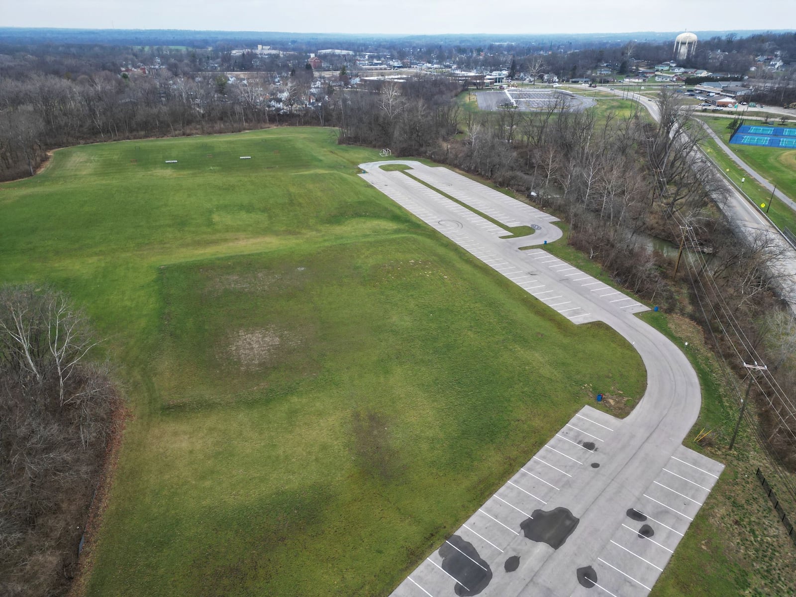 In 2025, the Ohio Department of Transportation is constructing a roundabout on Ohio 123 (East Sixth Street) near Community and Dial parks. The city is also designing a plan to make improvements to Dial Park (pictured in foreground), which it annexed this year from Frankin Twp. NICK GRAHAM/STAFF