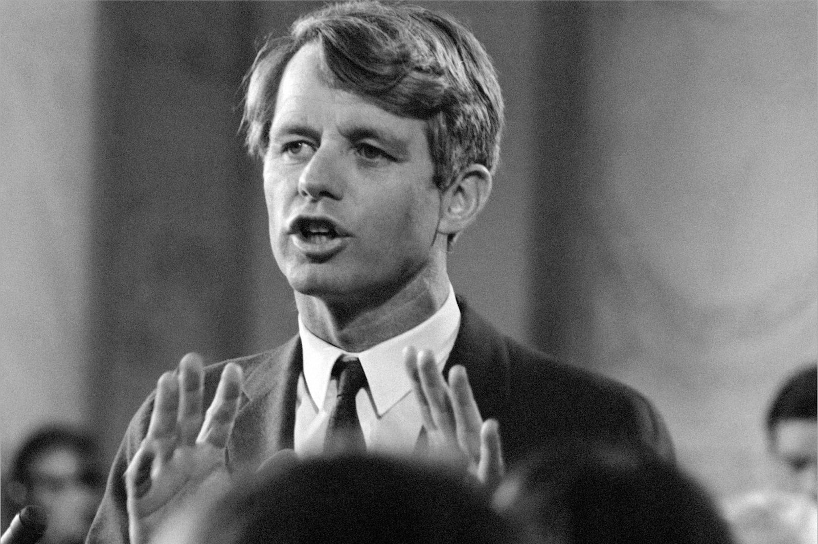 FILE - Sen. Robert F. Kennedy, D-N.Y., speaks in Washington, March 16, 1968, as he announces he will run for president. (AP Photo)