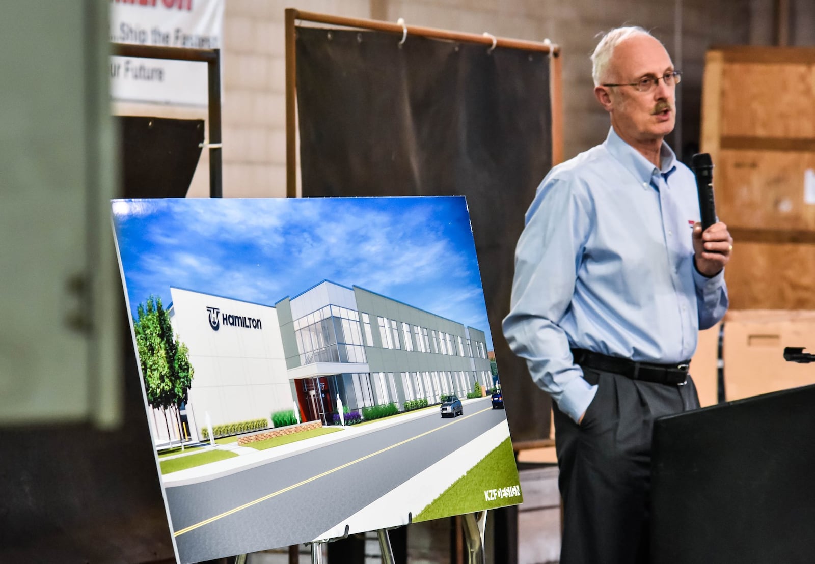 Hamilton Caster held a ground breaking ceremony for a new, larger manufacturing facility next to their current facility Tuesday, Feb. 11, 2020 in Hamilton. The new 65,000-square-foot facility will offer manufacturing space as well as office space and extend Hamilton Casterâ€™s lot to 6.2 total acres, expanding under-roof square footage from 102,000 to 162,000 square feet. NICK GRAHAM / STAFF