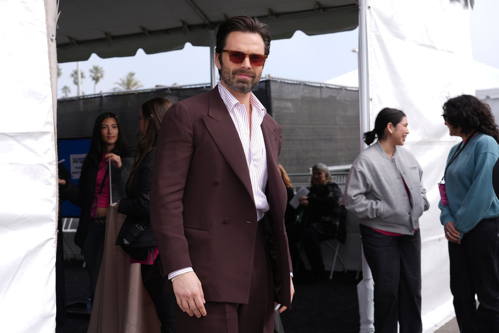 Sebastian Stan arrives at the Film Independent Spirit Awards on Saturday, Feb. 22, 2025, in Santa Monica, Calif. (AP Photo/Chris Pizzello)