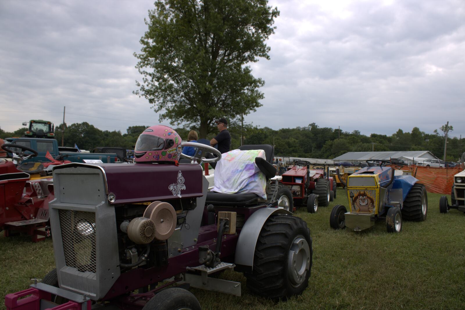 Hazel Irvin sported a garden tractor complete with a pillow and blocks of wood to let her reach the pedals and steering wheel. Her parents, Jason and Heather brought her to the Butler County Fair on July 21, 2024, to compete in one of many tractor pulls put on by No Bull Pulling.