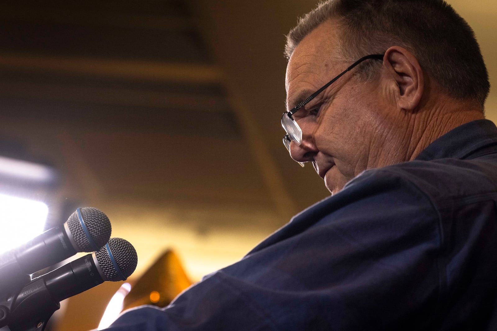 U.S. Sen. Jon Tester addresses supporters during his election night party in Great Falls, Mont., Tuesday, Nov. 5, 2024. (Thom Bridge/Independent Record via AP)