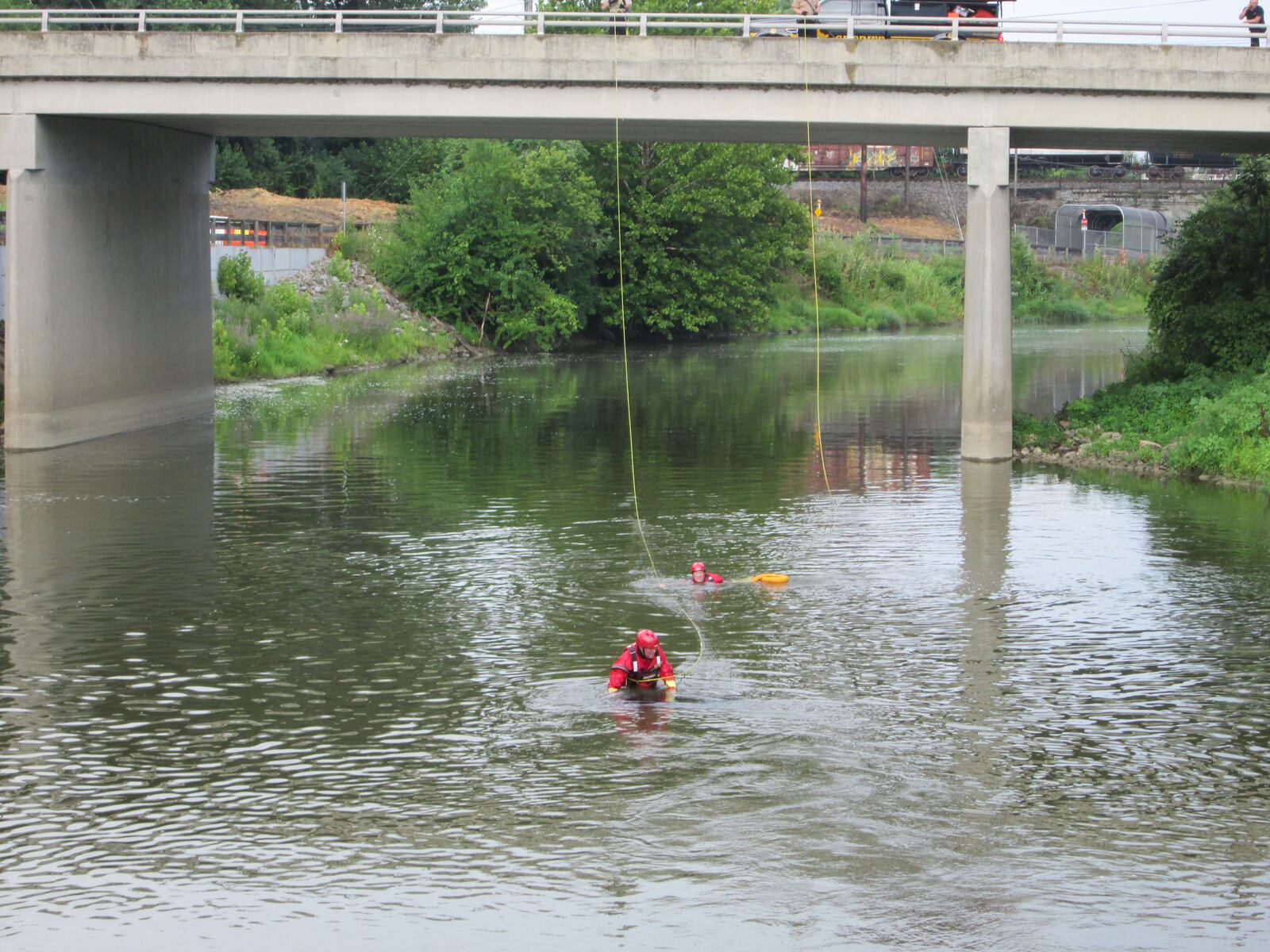 The Butler County Emergency Services Unit recovered an unoccupied vehicle from the Ford Canal in Hamilton on Monday night.