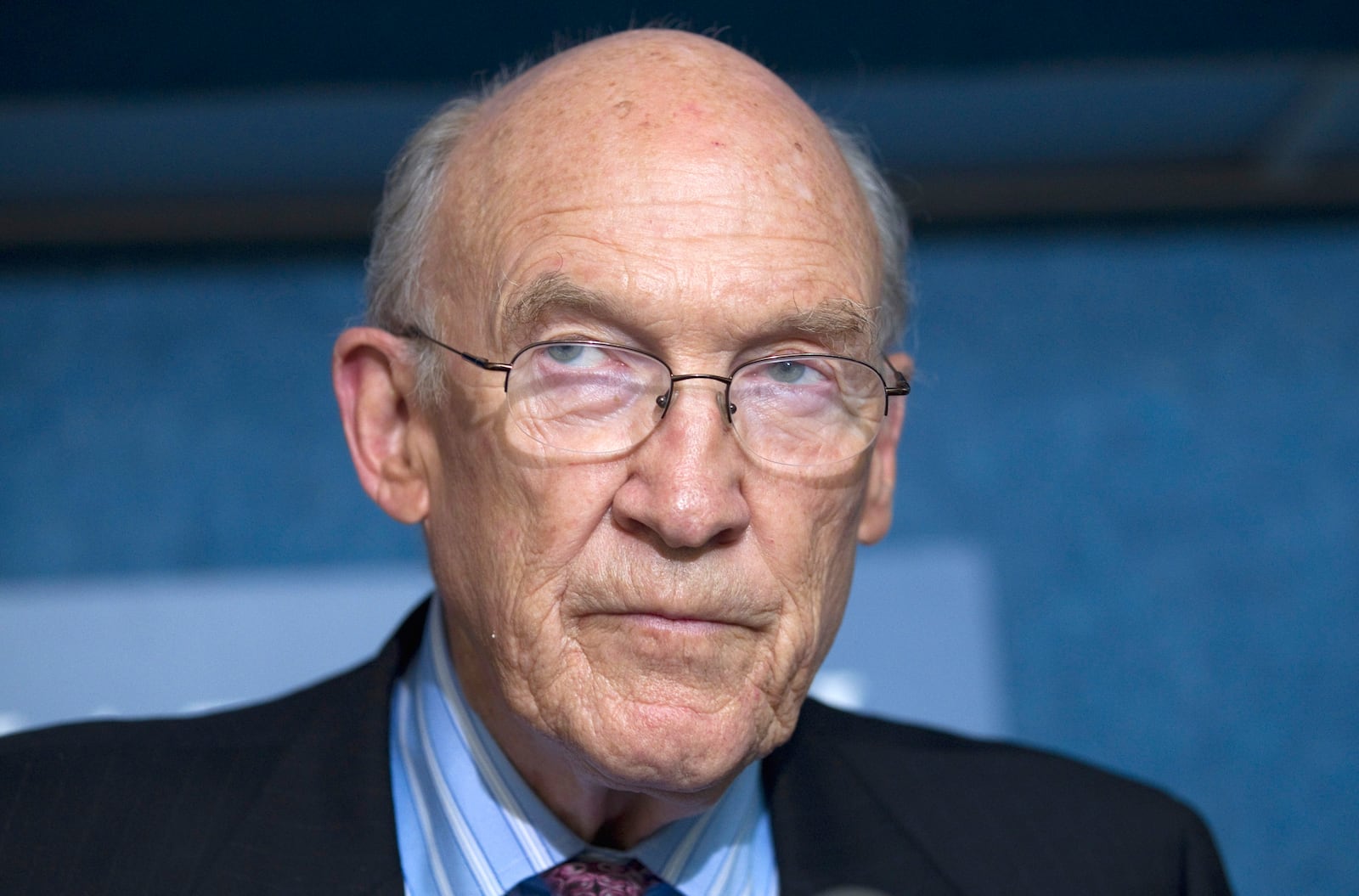 FILE - Former Sen. Alan Simpson of Wyoming, speaks during a news conference, Sept. 12, 2011, at the National Press Club in Washington. Simpson has died at age 93. (AP Photo/Evan Vucci, File)